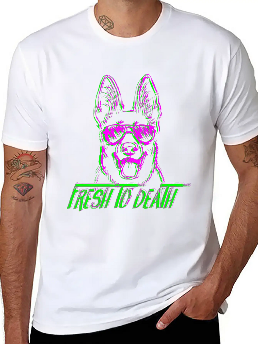 Fresh To Death German Shepherd Dogdoggiesgift For Casual Graphic T-Shirt – Simple And Comfortable Daily Wear