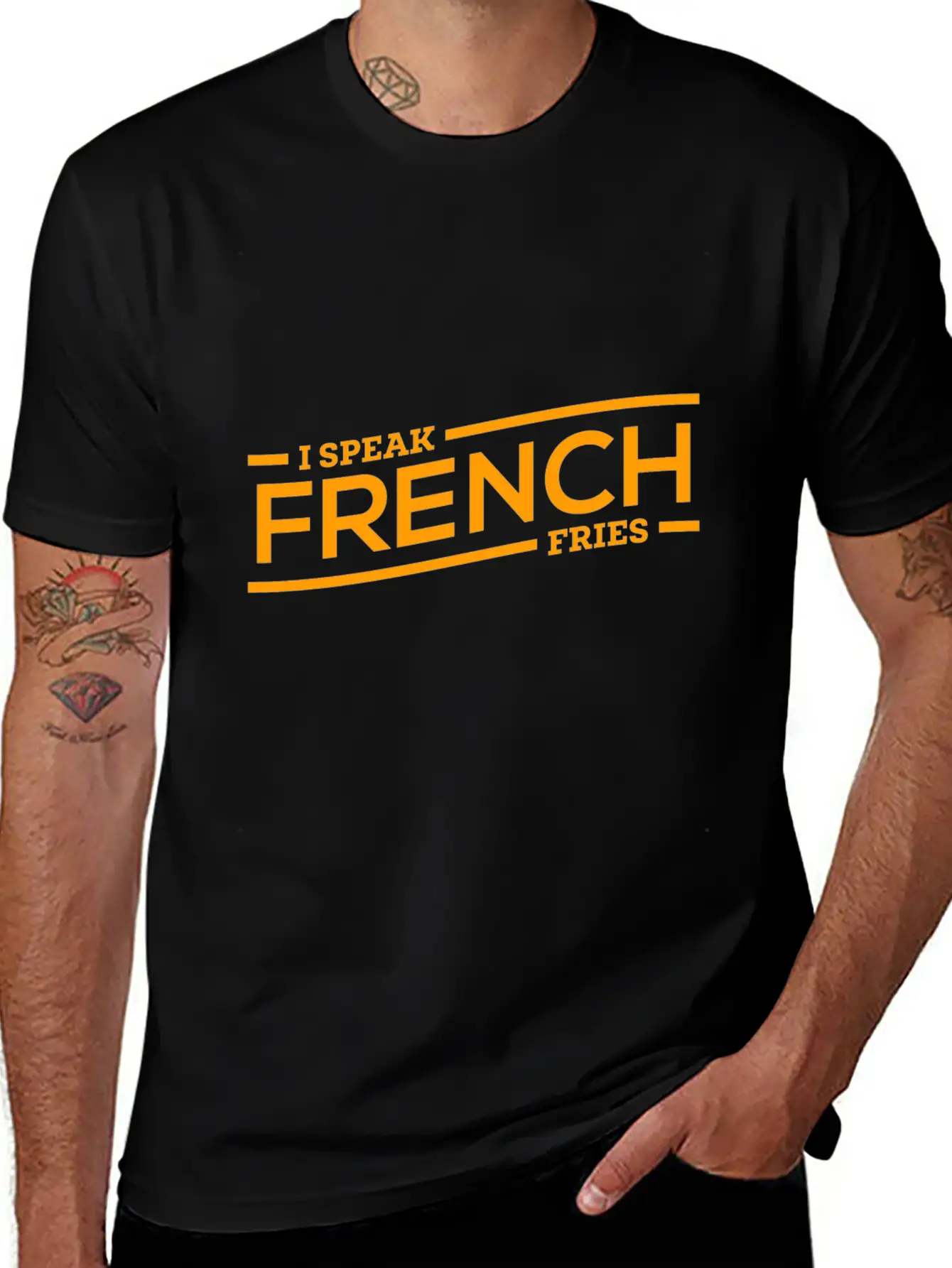 Fries French Speaking Cool Gift Breathable Soft Cotton T-Shirt – Timeless Casual Look