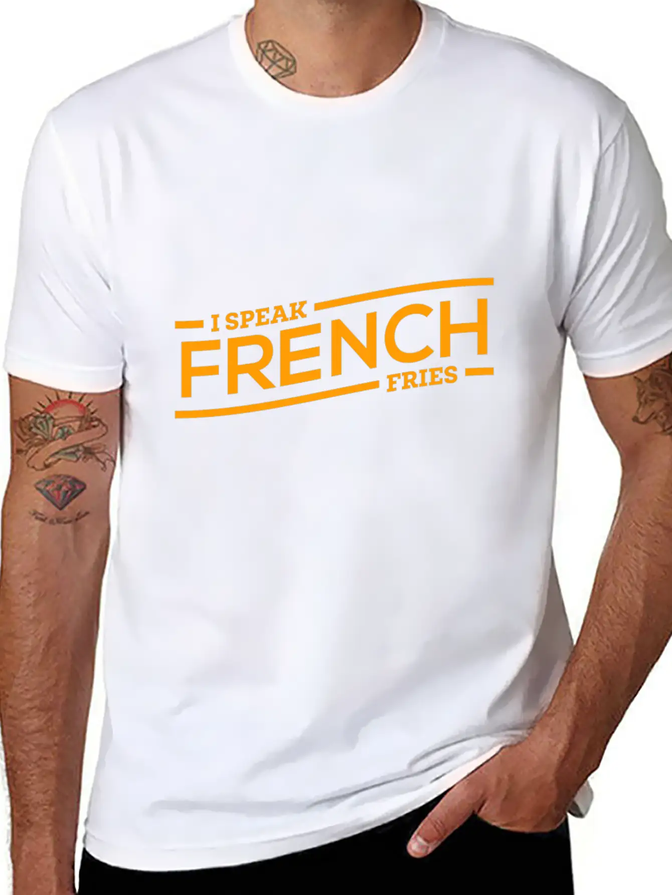 Fries French Speaking Cool Gift Breathable Soft Cotton T-Shirt – Timeless Casual Look