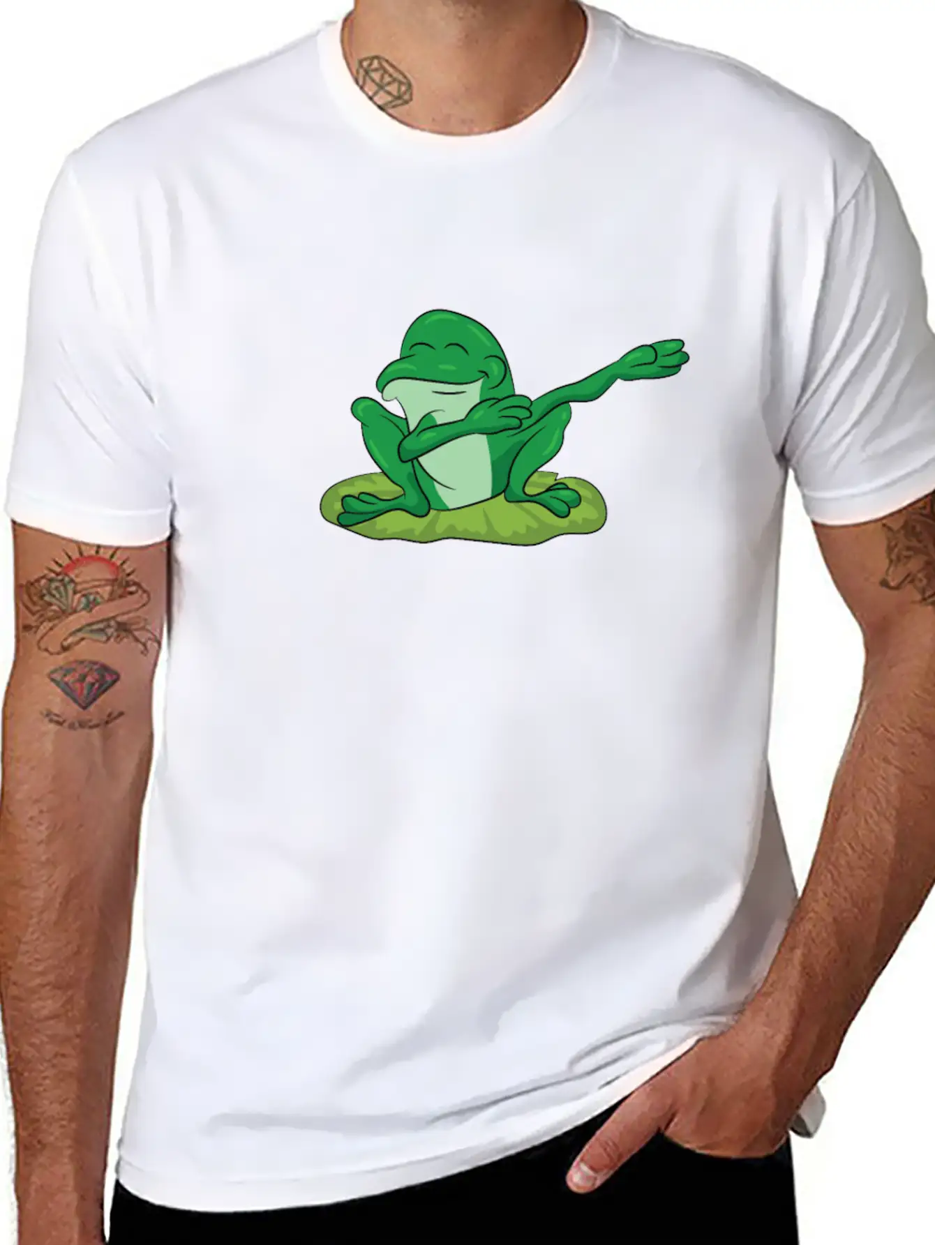 Frog - Water Lily Dancing, DAB, Dabben, Dabbing Stylish Everyday T-Shirt – Unisex Basic Cotton Tee