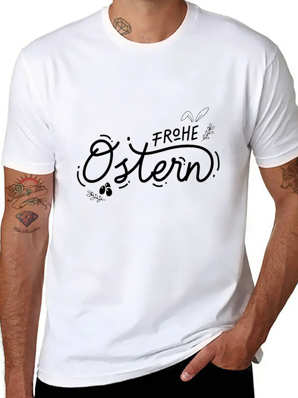 Frohe Ostern Lettering Breathable Soft Cotton T-Shirt – Timeless Casual Look