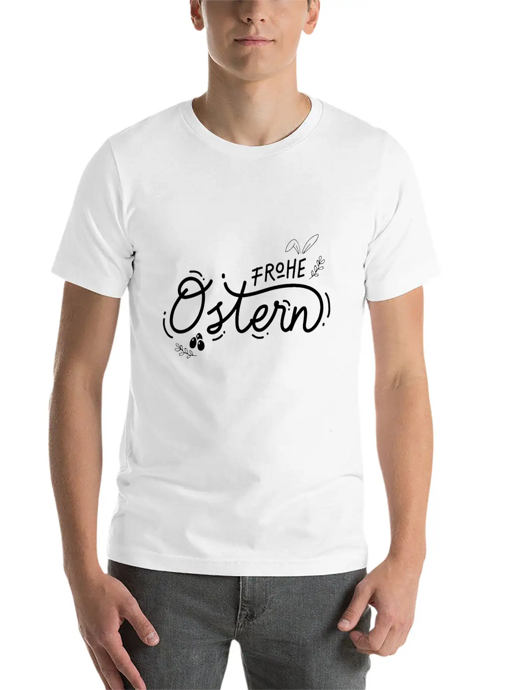 Frohe Ostern Lettering Breathable Soft Cotton T-Shirt – Timeless Casual Look
