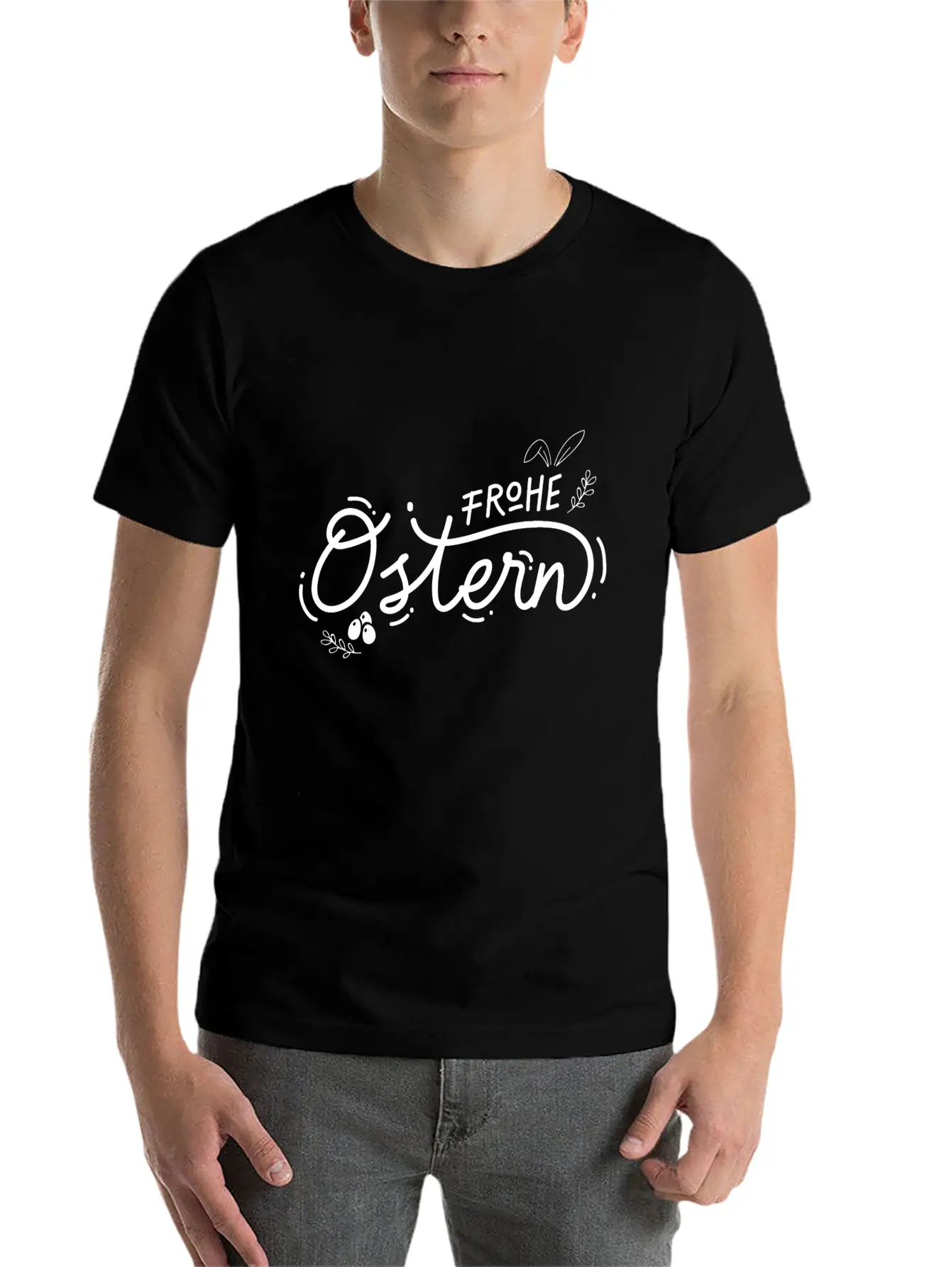 Frohe Ostern Lettering Breathable Soft Cotton T-Shirt – Timeless Casual Look