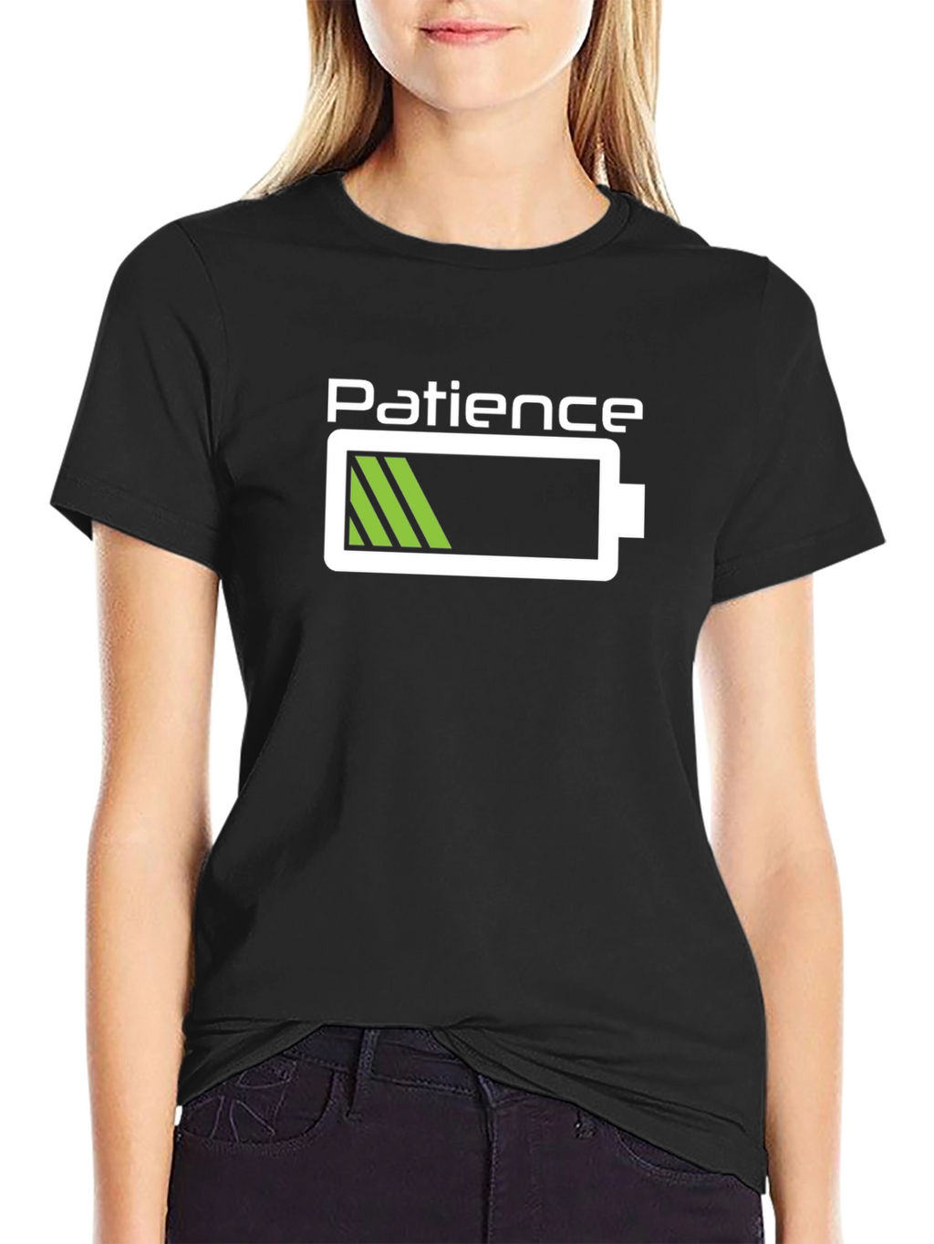 Patience Low Battery Graphic Tee - Black