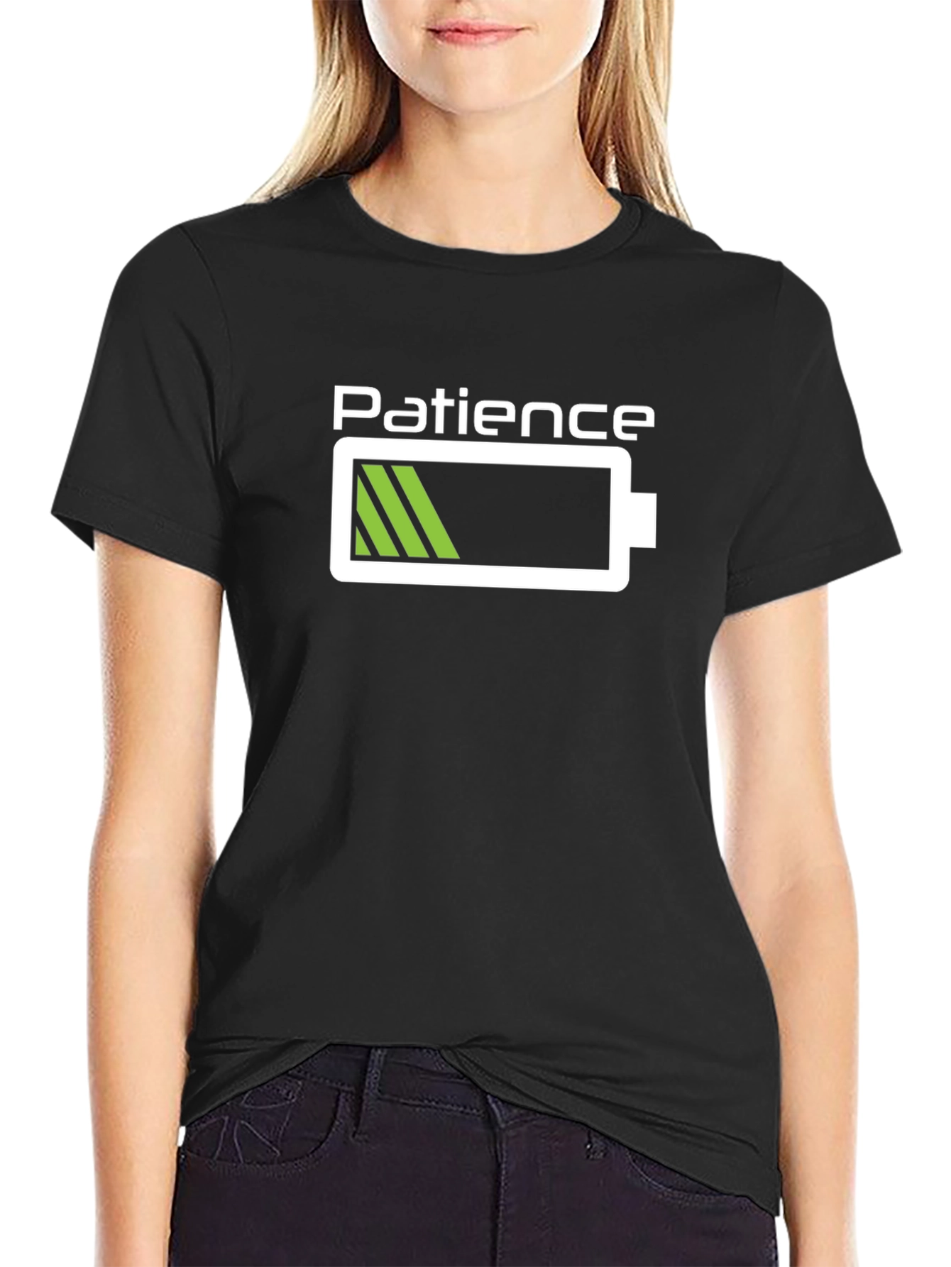 Patience Low Battery Graphic Tee - Black