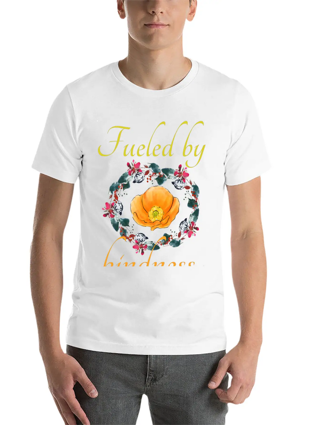 Fueled By Kindness - Inspirational, Motivational Breathable Soft Cotton T-Shirt – Timeless Casual Look
