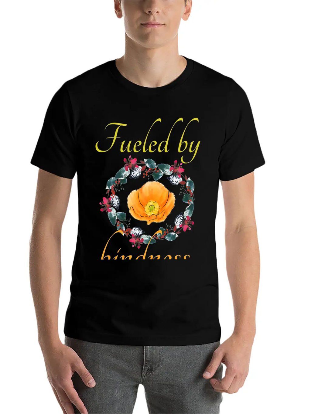 Fueled By Kindness - Inspirational, Motivational Breathable Soft Cotton T-Shirt – Timeless Casual Look