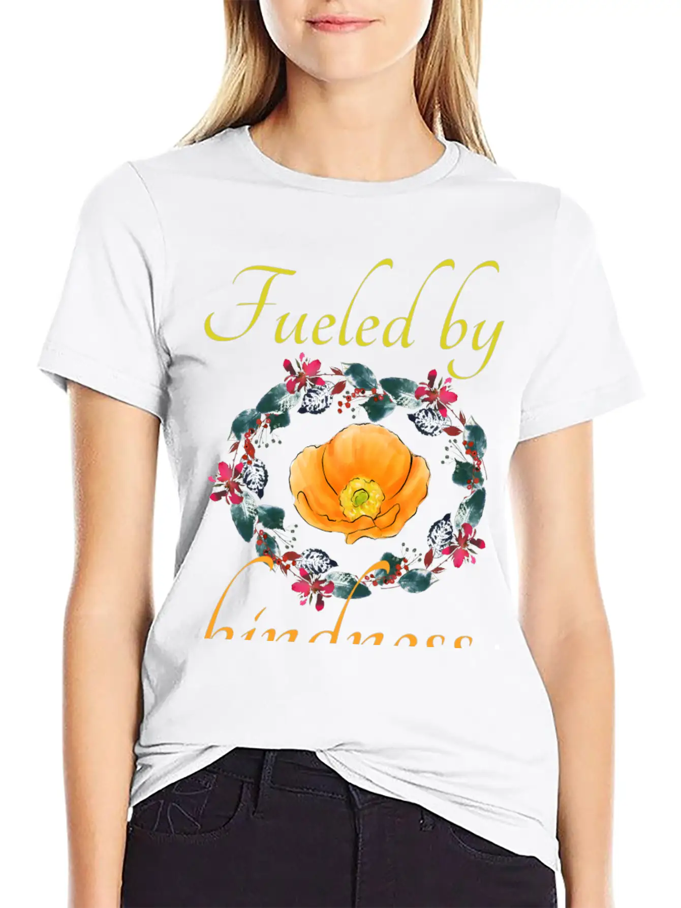 Fueled By Kindness - Inspirational, Motivational Breathable Soft Cotton T-Shirt – Timeless Casual Look