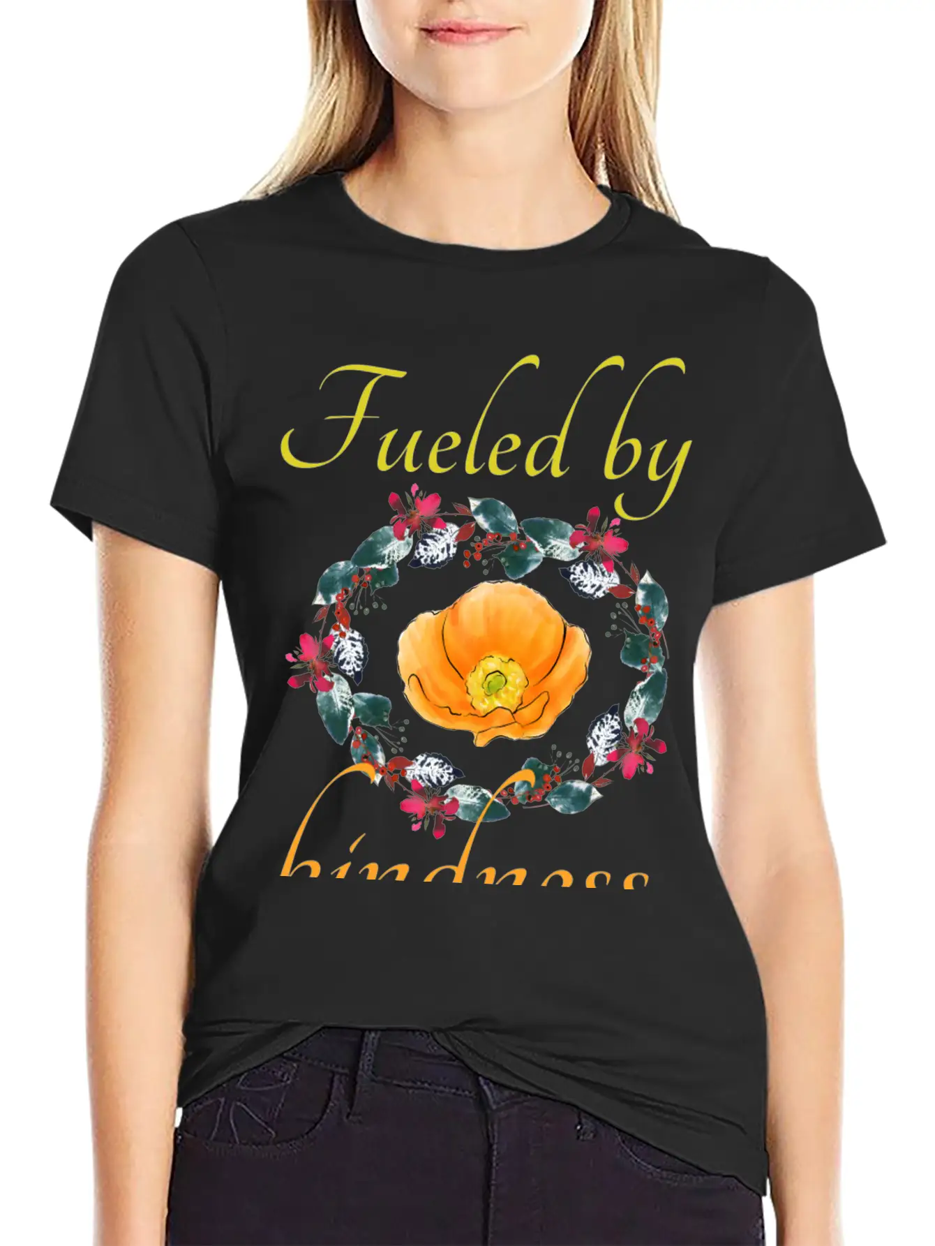 Fueled By Kindness - Inspirational, Motivational Breathable Soft Cotton T-Shirt – Timeless Casual Look