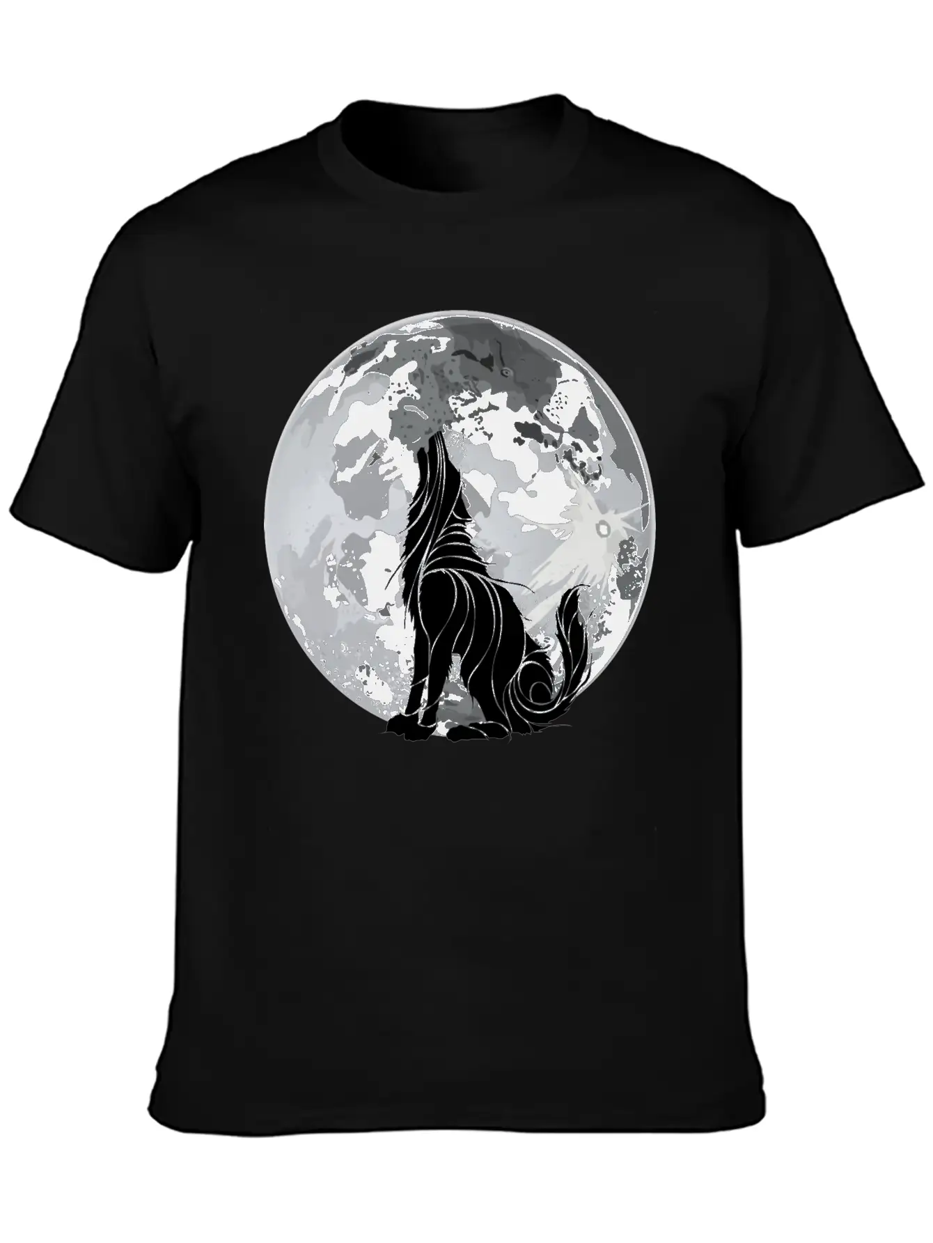 Full Moon Wolf Dark Night, Alone As A Wolf Howling Unisex Short Sleeve Soft Cotton T-Shirt – Casual Everyday Wear