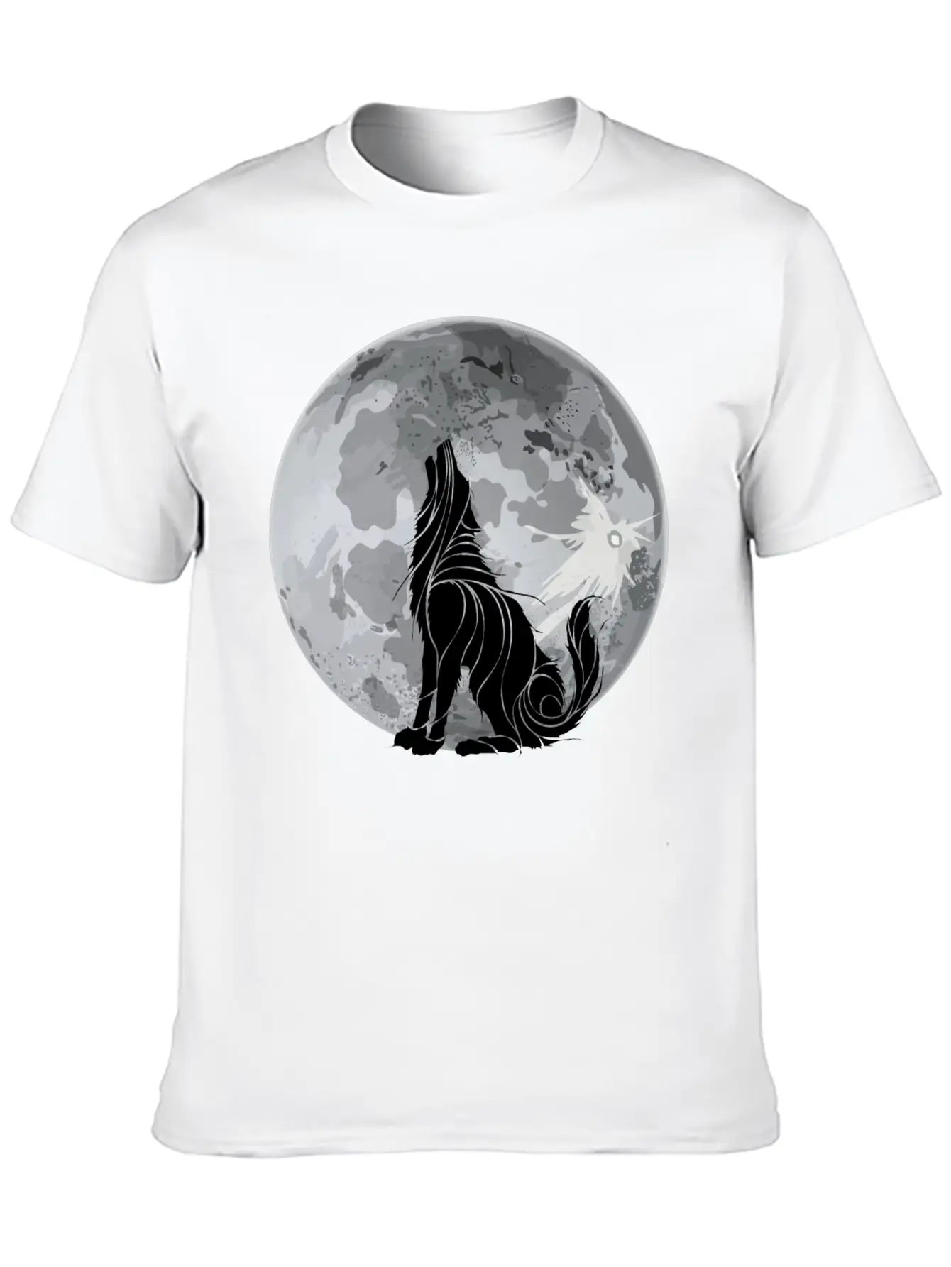Full Moon Wolf Dark Night, Alone As A Wolf Howling Unisex Short Sleeve Soft Cotton T-Shirt – Casual Everyday Wear
