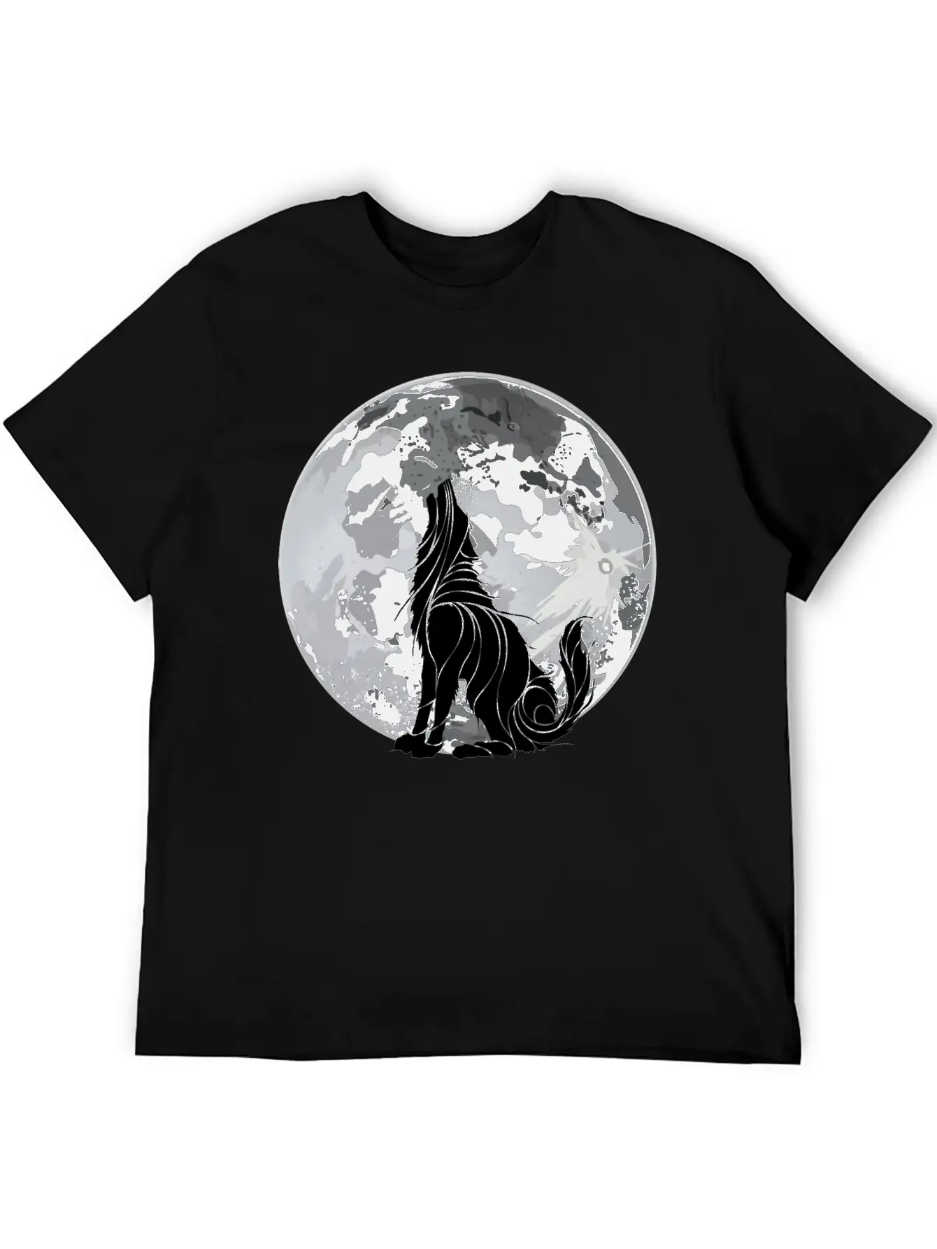 Full Moon Wolf Dark Night, Alone As A Wolf Howling Unisex Short Sleeve Soft Cotton T-Shirt – Casual Everyday Wear