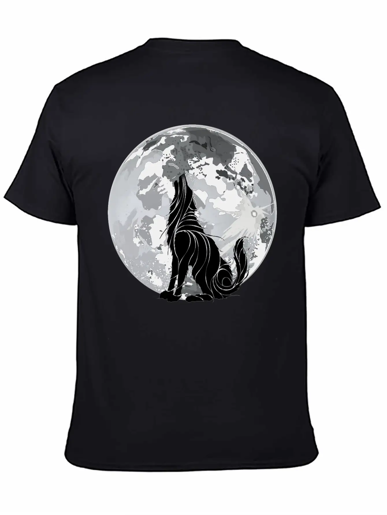 Full Moon Wolf Dark Night, Alone As A Wolf Howling Unisex Short Sleeve Soft Cotton T-Shirt – Casual Everyday Wear