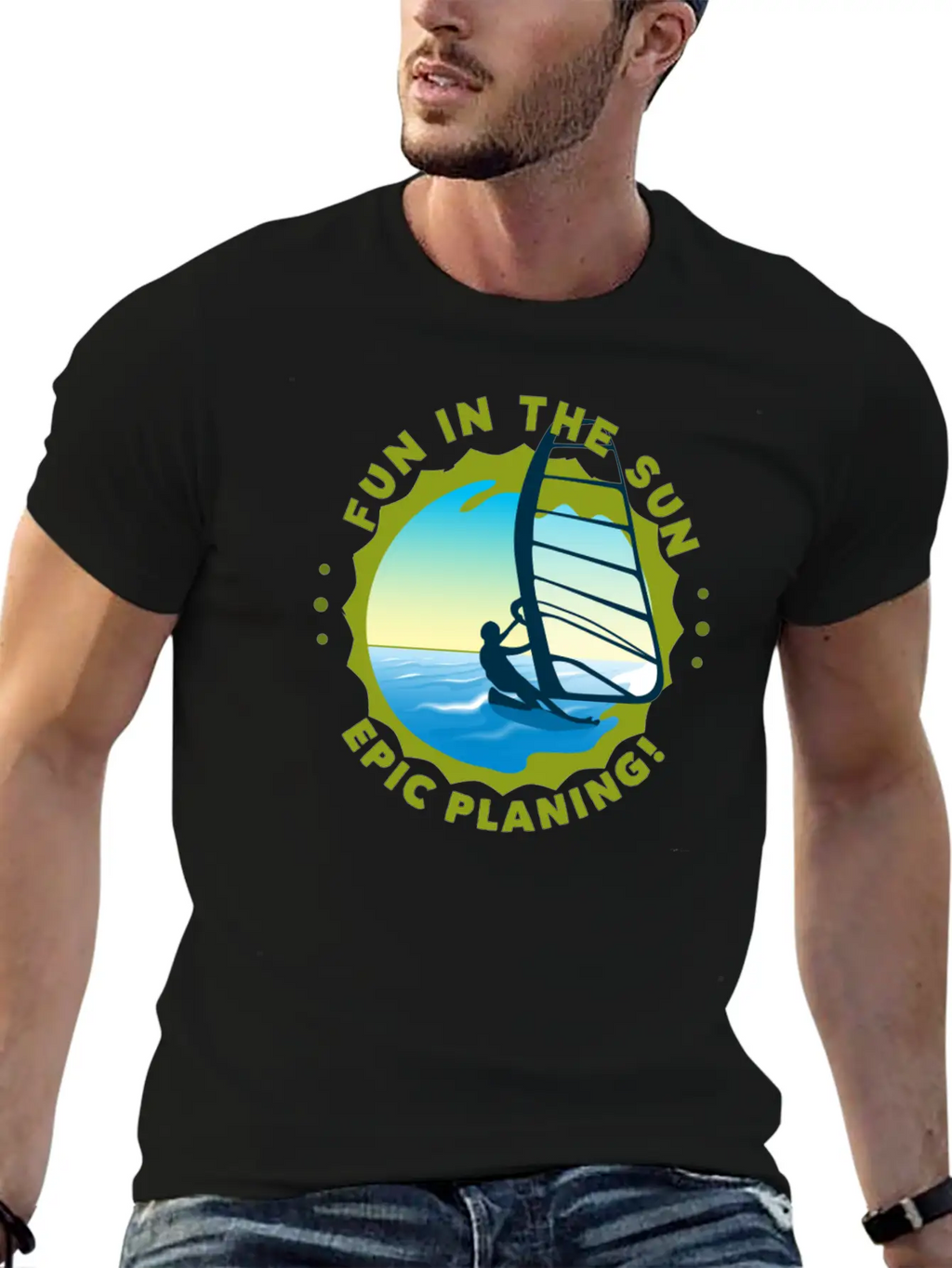 Fun In The Sun WIND Surfing Epic Planing! Stylish Everyday T-Shirt – Unisex Basic Cotton Tee
