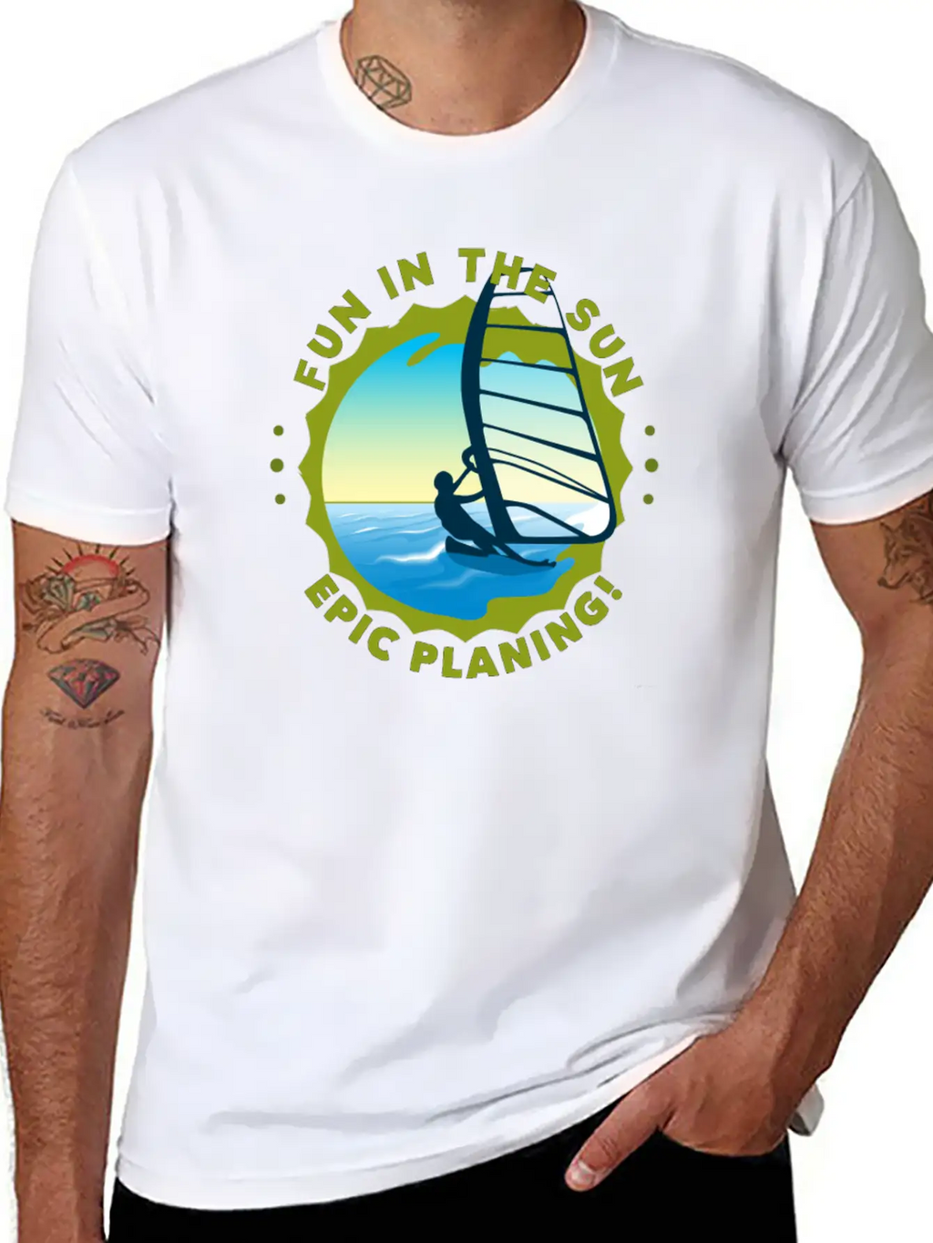 Fun In The Sun WIND Surfing Epic Planing! Stylish Everyday T-Shirt – Unisex Basic Cotton Tee