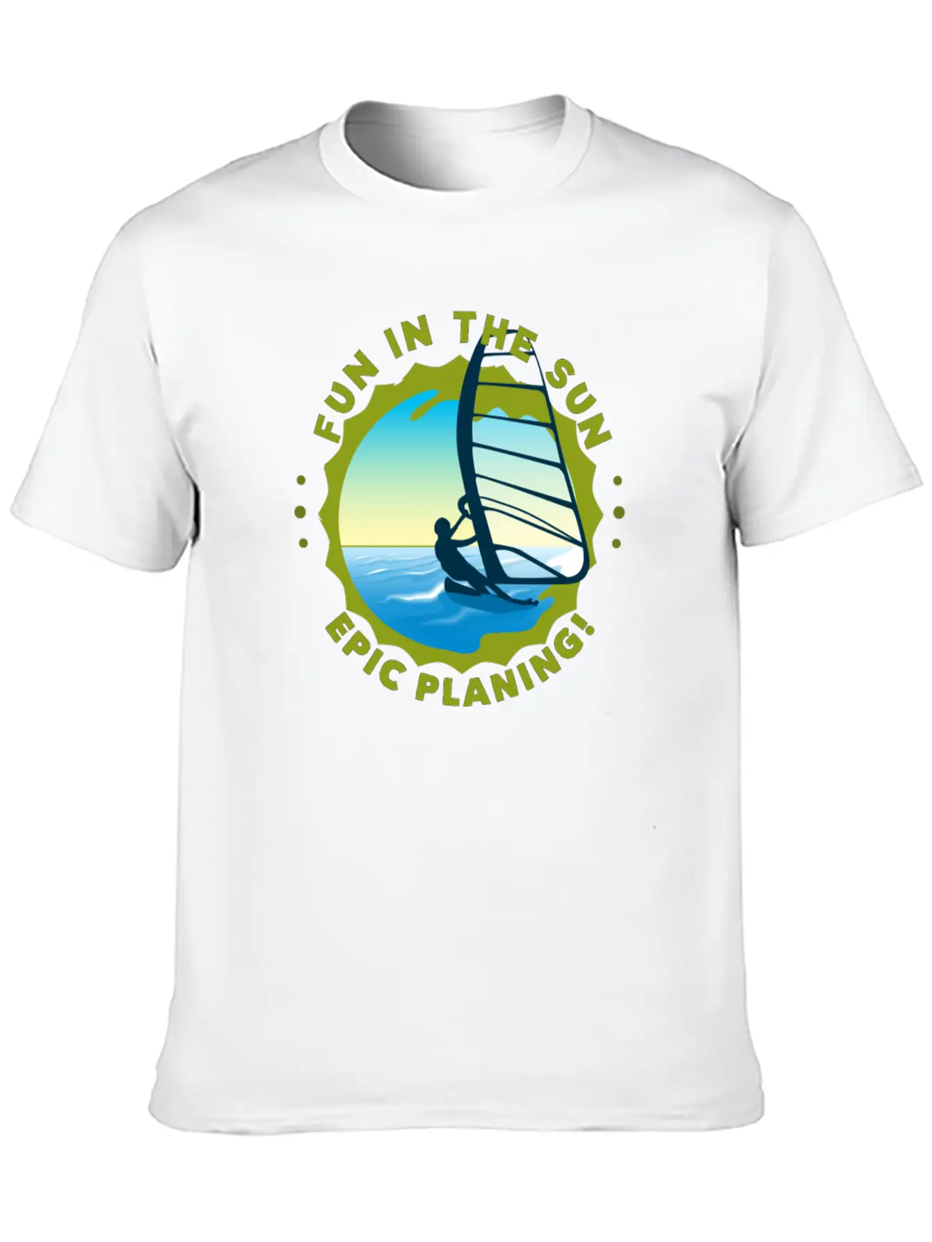 Fun In The Sun WIND Surfing Epic Planing! Stylish Everyday T-Shirt – Unisex Basic Cotton Tee