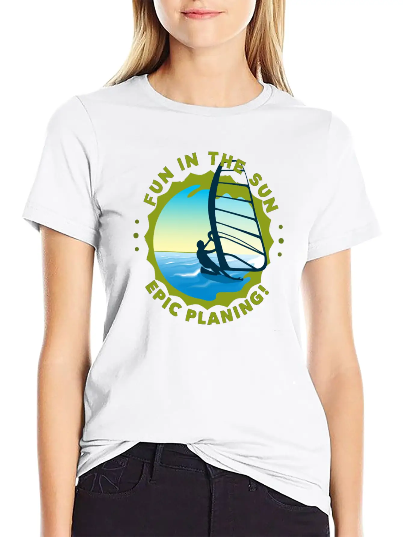 Fun In The Sun WIND Surfing Epic Planing! Stylish Everyday T-Shirt – Unisex Basic Cotton Tee