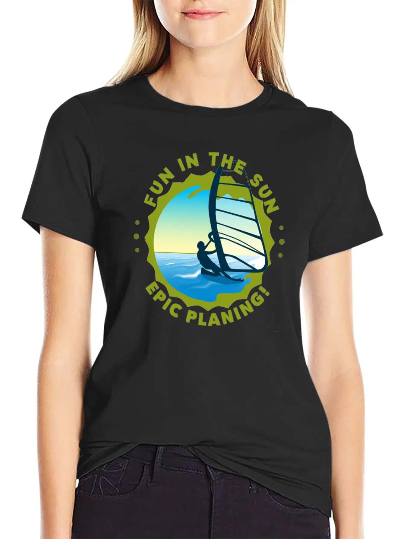 Fun In The Sun WIND Surfing Epic Planing! Stylish Everyday T-Shirt – Unisex Basic Cotton Tee