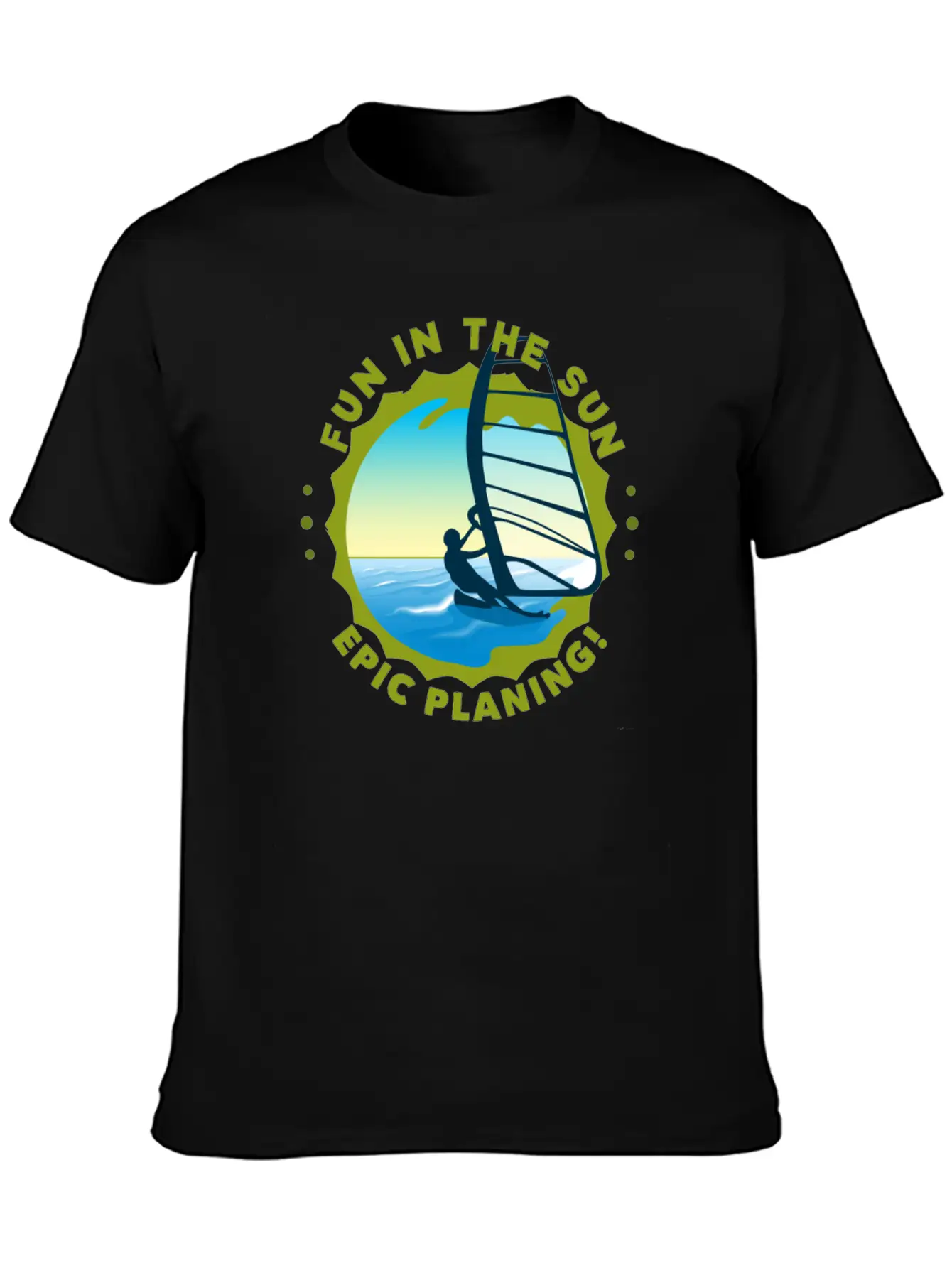 Fun In The Sun WIND Surfing Epic Planing! Stylish Everyday T-Shirt – Unisex Basic Cotton Tee