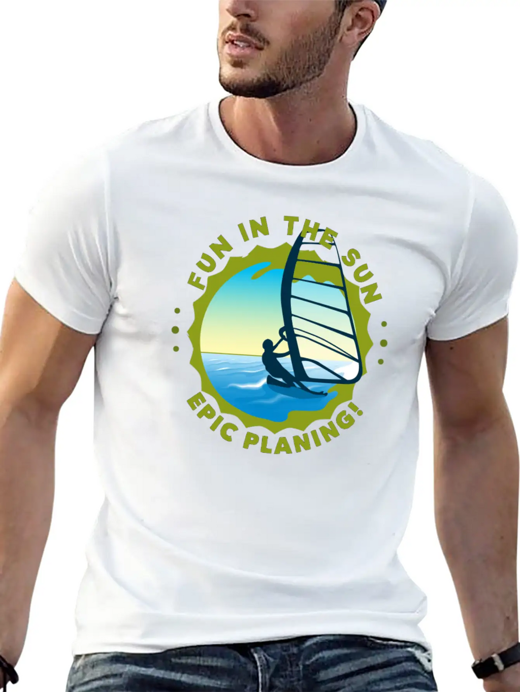 Fun In The Sun WIND Surfing Epic Planing! Stylish Everyday T-Shirt – Unisex Basic Cotton Tee