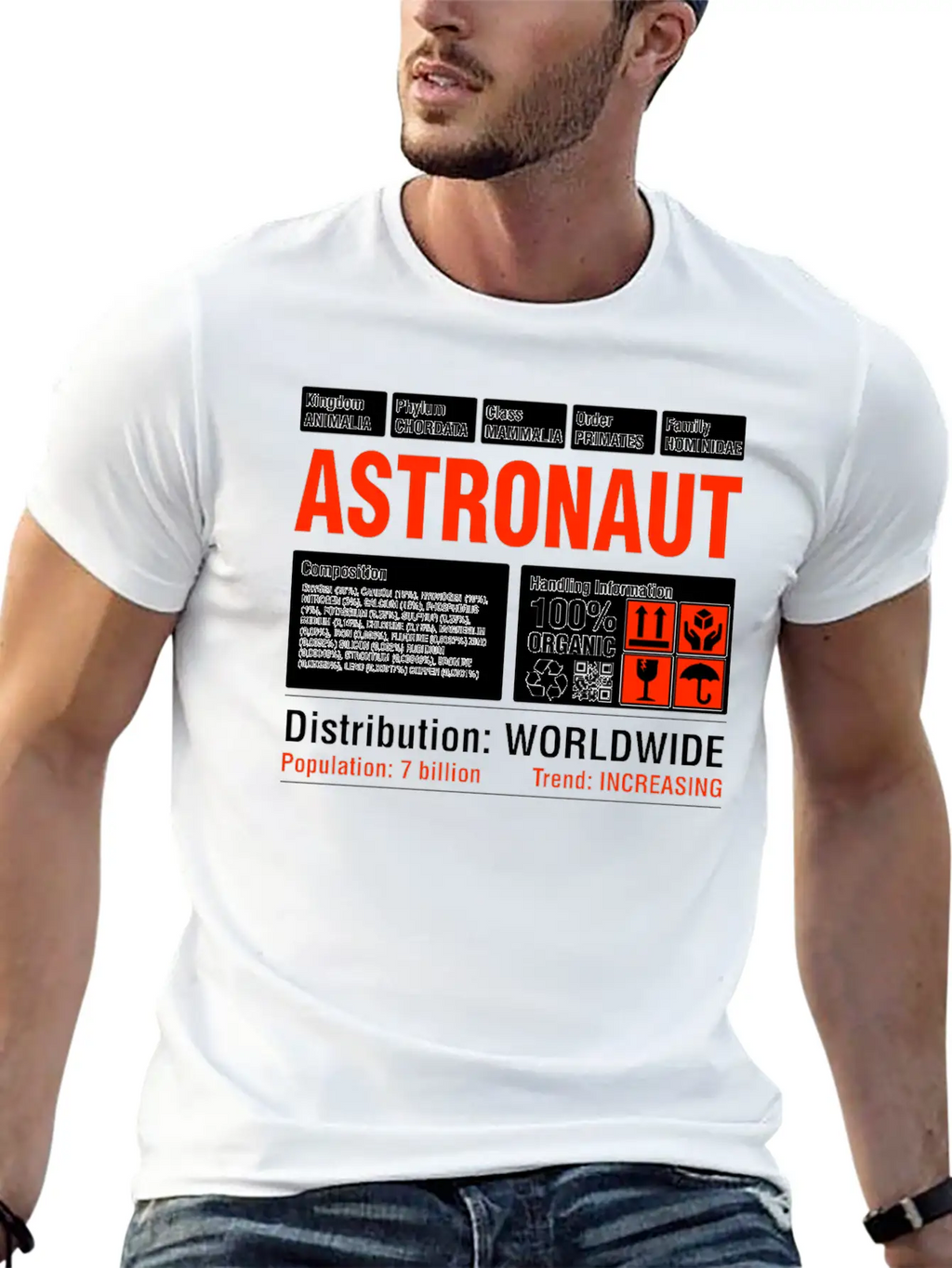 Funny Astronaut Tee Breathable Soft Cotton T-Shirt – Timeless Casual Look