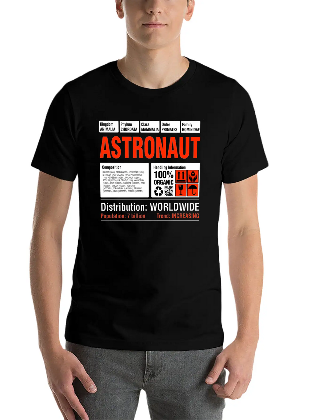 Funny Astronaut Tee Breathable Soft Cotton T-Shirt – Timeless Casual Look