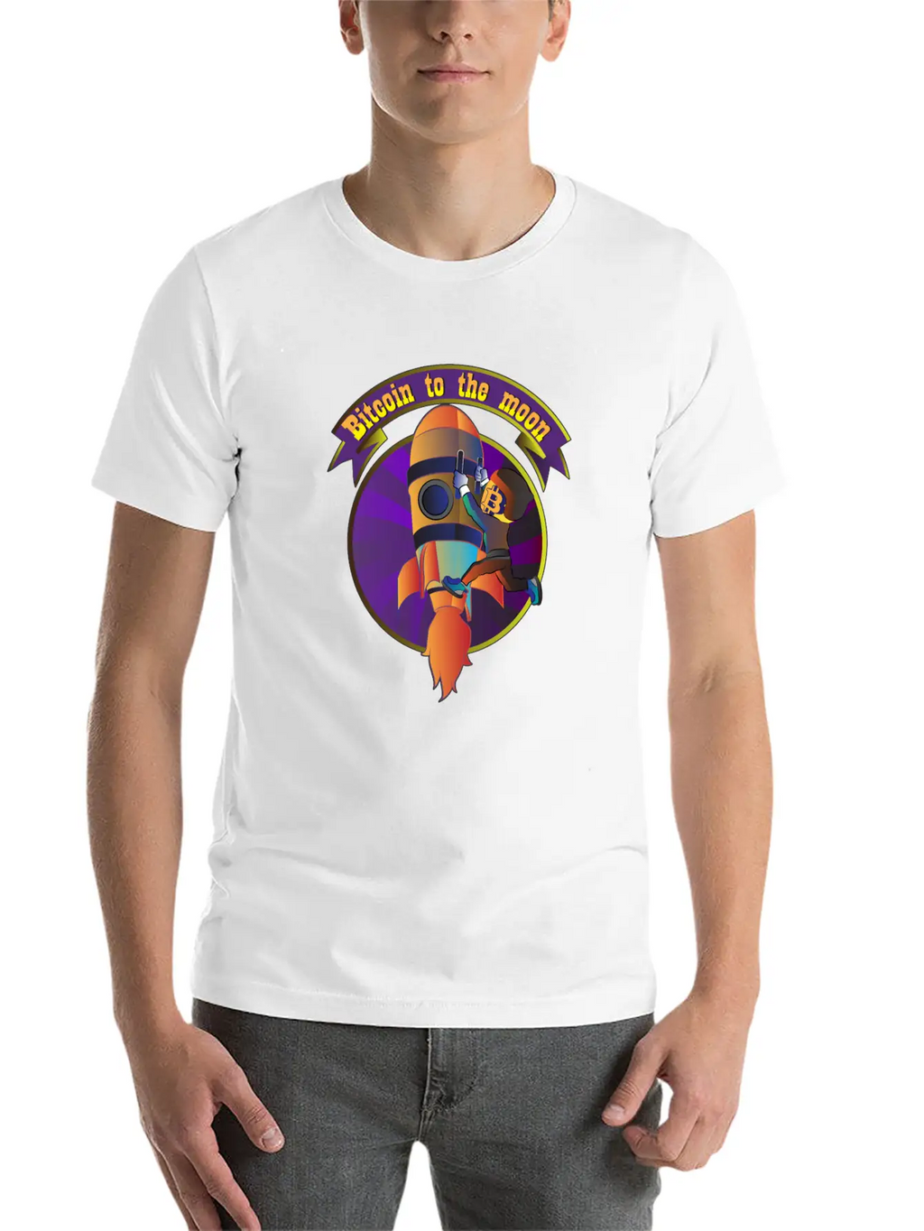 Funny Bitcoin Astronaut To The Moon T-shirt Stylish Everyday T-Shirt – Unisex Basic Cotton Tee