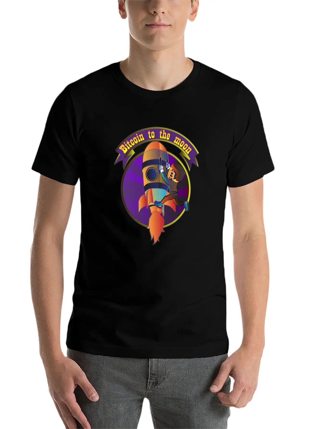 Funny Bitcoin Astronaut To The Moon T-shirt Stylish Everyday T-Shirt – Unisex Basic Cotton Tee