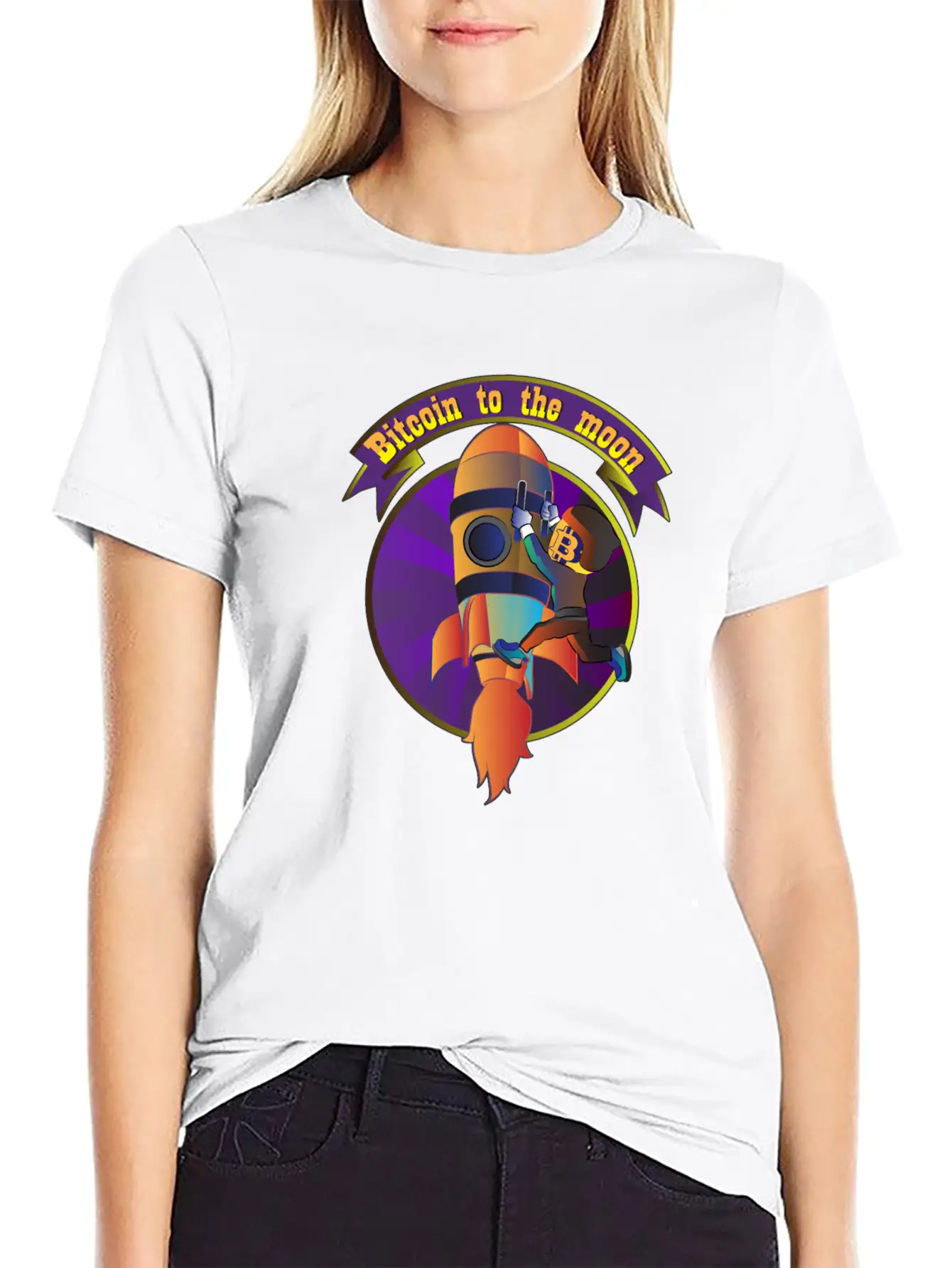 Funny Bitcoin Astronaut To The Moon T-shirt Stylish Everyday T-Shirt – Unisex Basic Cotton Tee