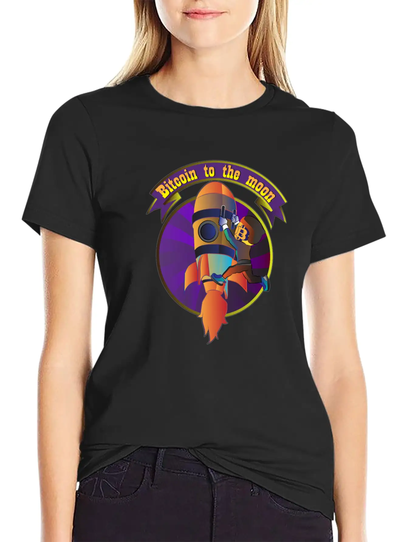 Funny Bitcoin Astronaut To The Moon T-shirt Stylish Everyday T-Shirt – Unisex Basic Cotton Tee