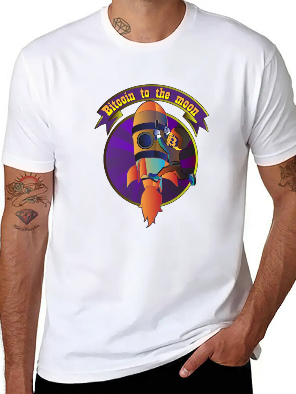 Funny Bitcoin Astronaut To The Moon T-shirt Stylish Everyday T-Shirt – Unisex Basic Cotton Tee
