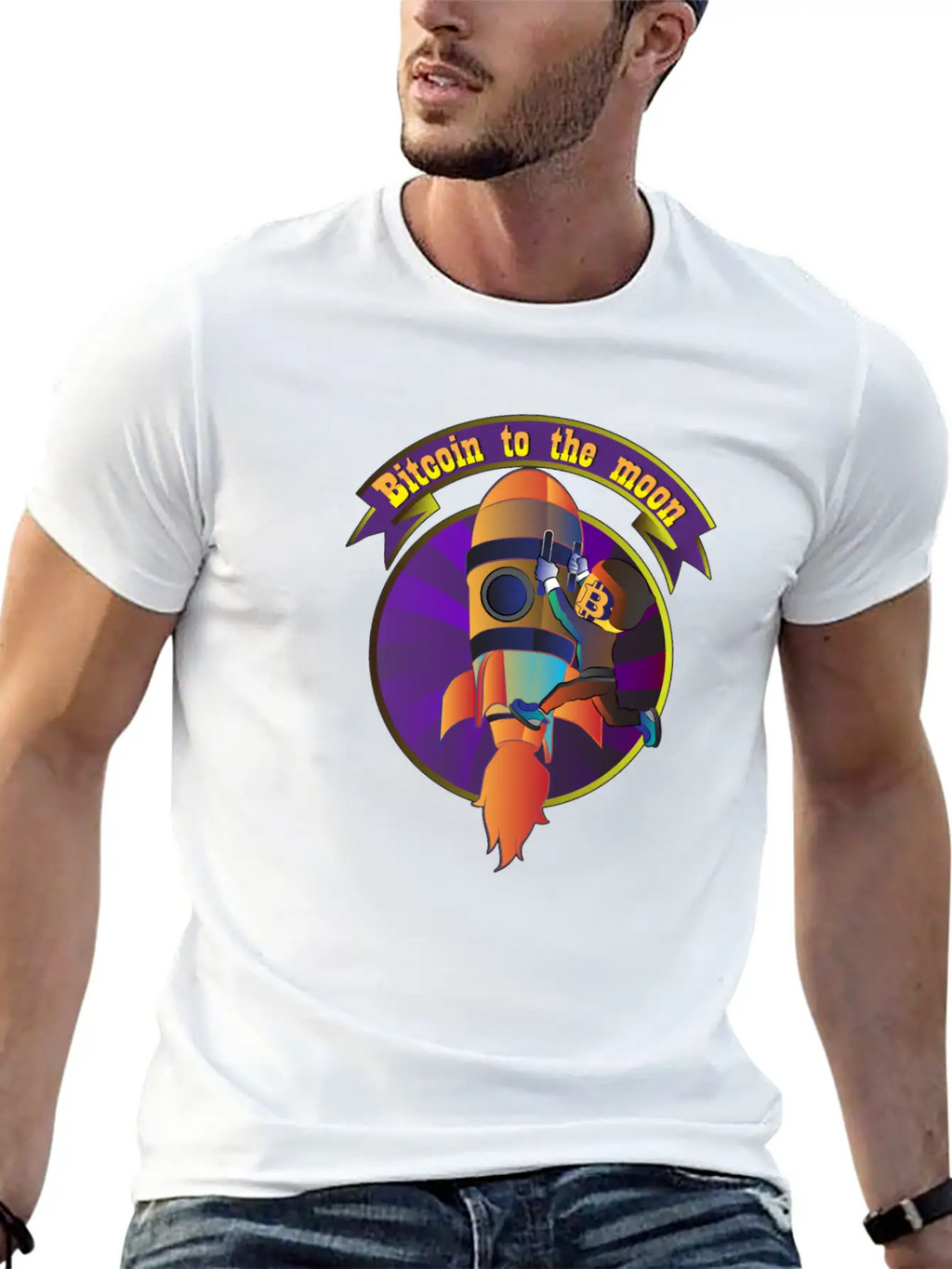 Funny Bitcoin Astronaut To The Moon T-shirt Stylish Everyday T-Shirt – Unisex Basic Cotton Tee
