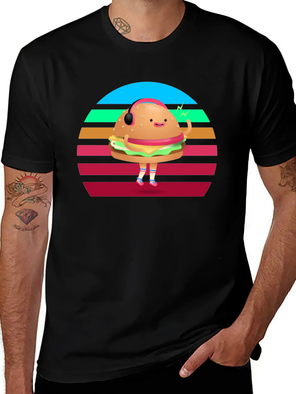 Funny Cheeseburger Sunset Classic Fit Graphic Tee For Daily Comfort – Unisex Cotton Shirt