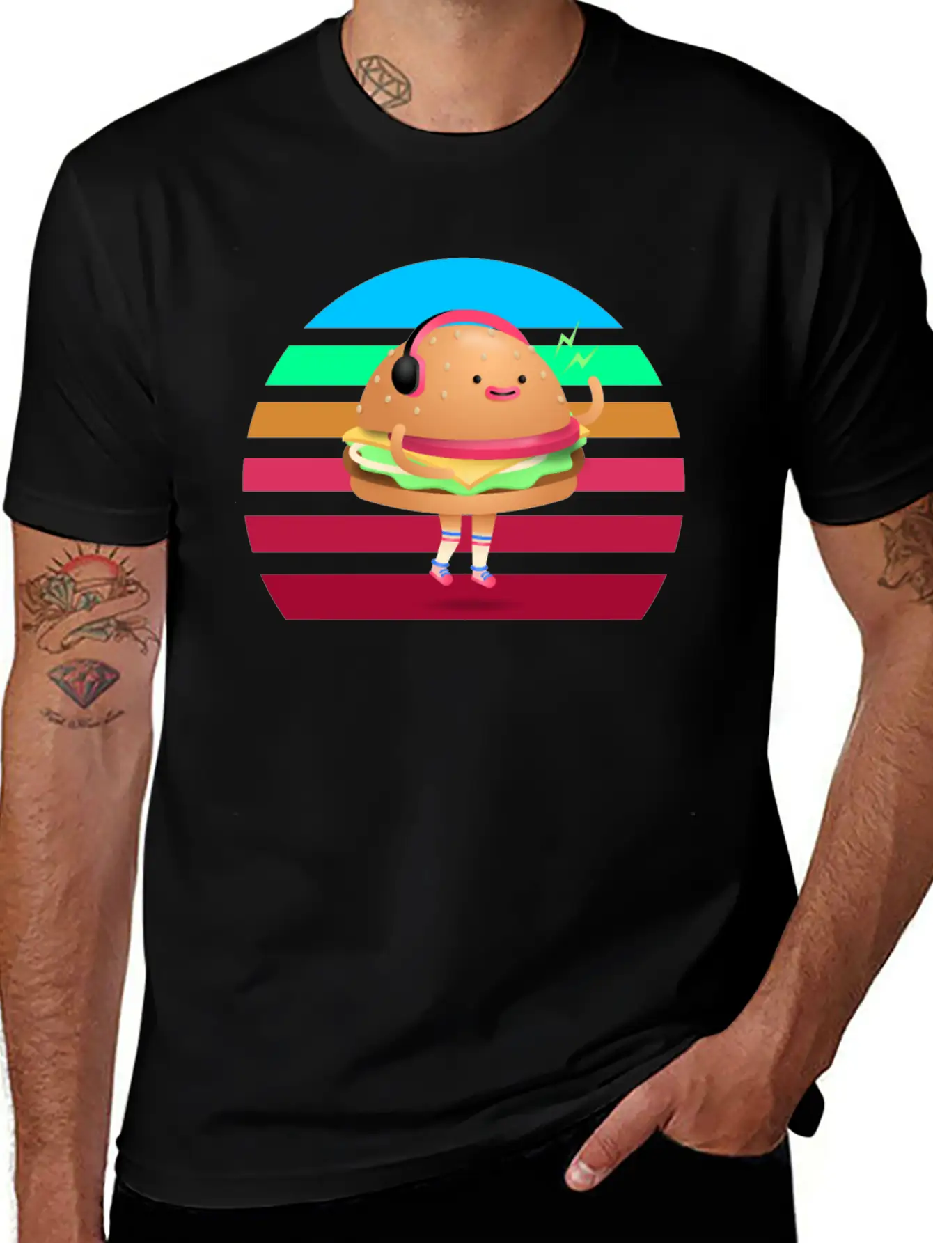 Funny Cheeseburger Sunset Classic Fit Graphic Tee For Daily Comfort – Unisex Cotton Shirt
