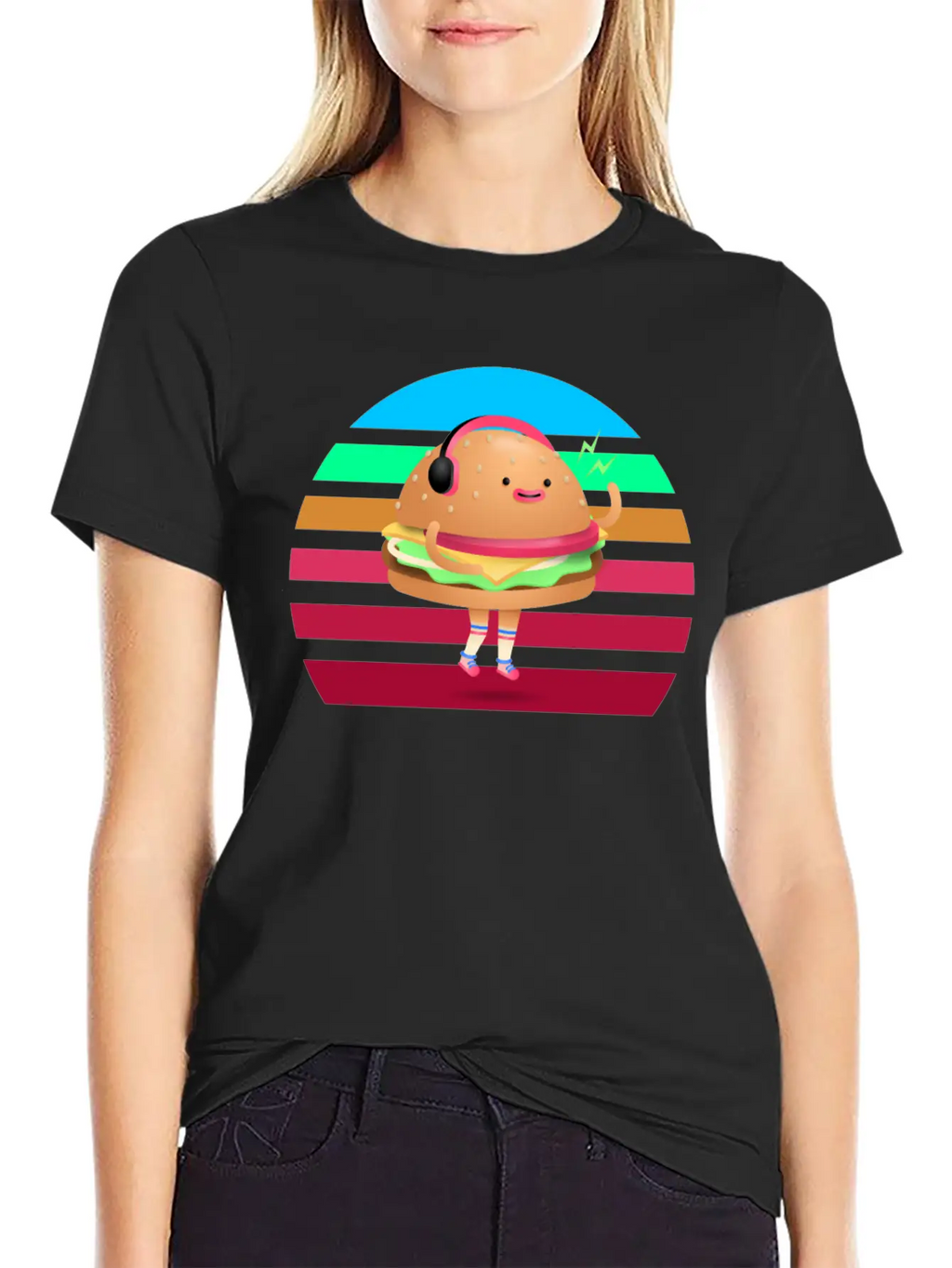Funny Cheeseburger Sunset Classic Fit Graphic Tee For Daily Comfort – Unisex Cotton Shirt