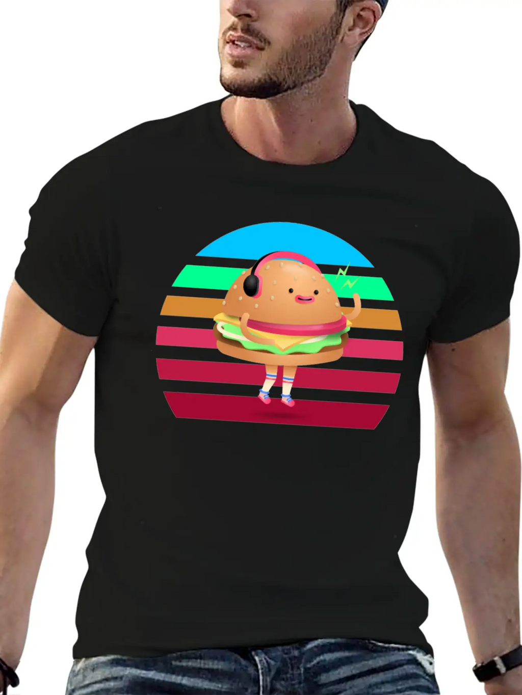 Funny Cheeseburger Sunset Classic Fit Graphic Tee For Daily Comfort – Unisex Cotton Shirt