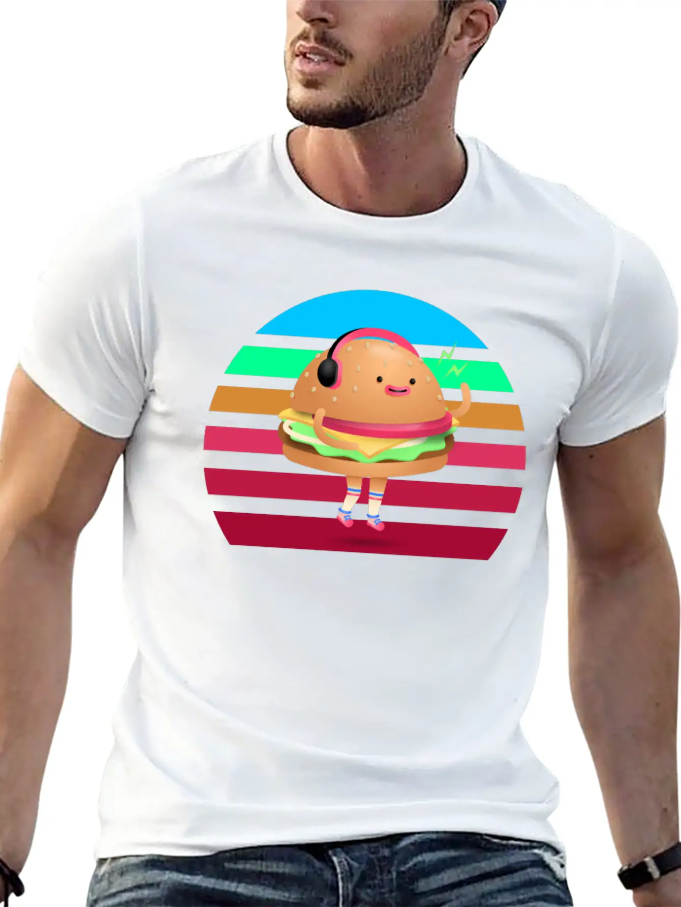 Funny Cheeseburger Sunset Classic Fit Graphic Tee For Daily Comfort – Unisex Cotton Shirt