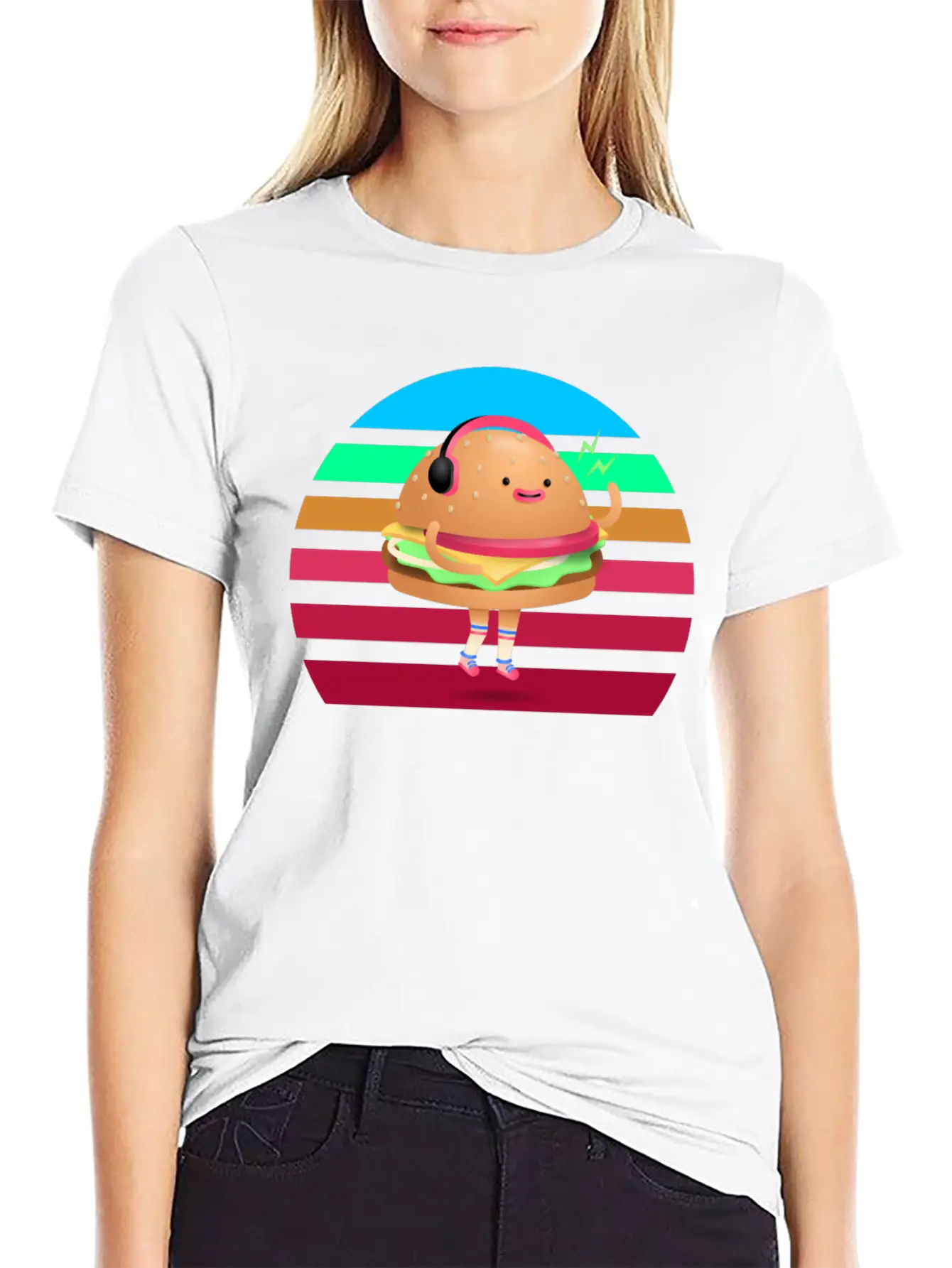 Funny Cheeseburger Sunset Classic Fit Graphic Tee For Daily Comfort – Unisex Cotton Shirt