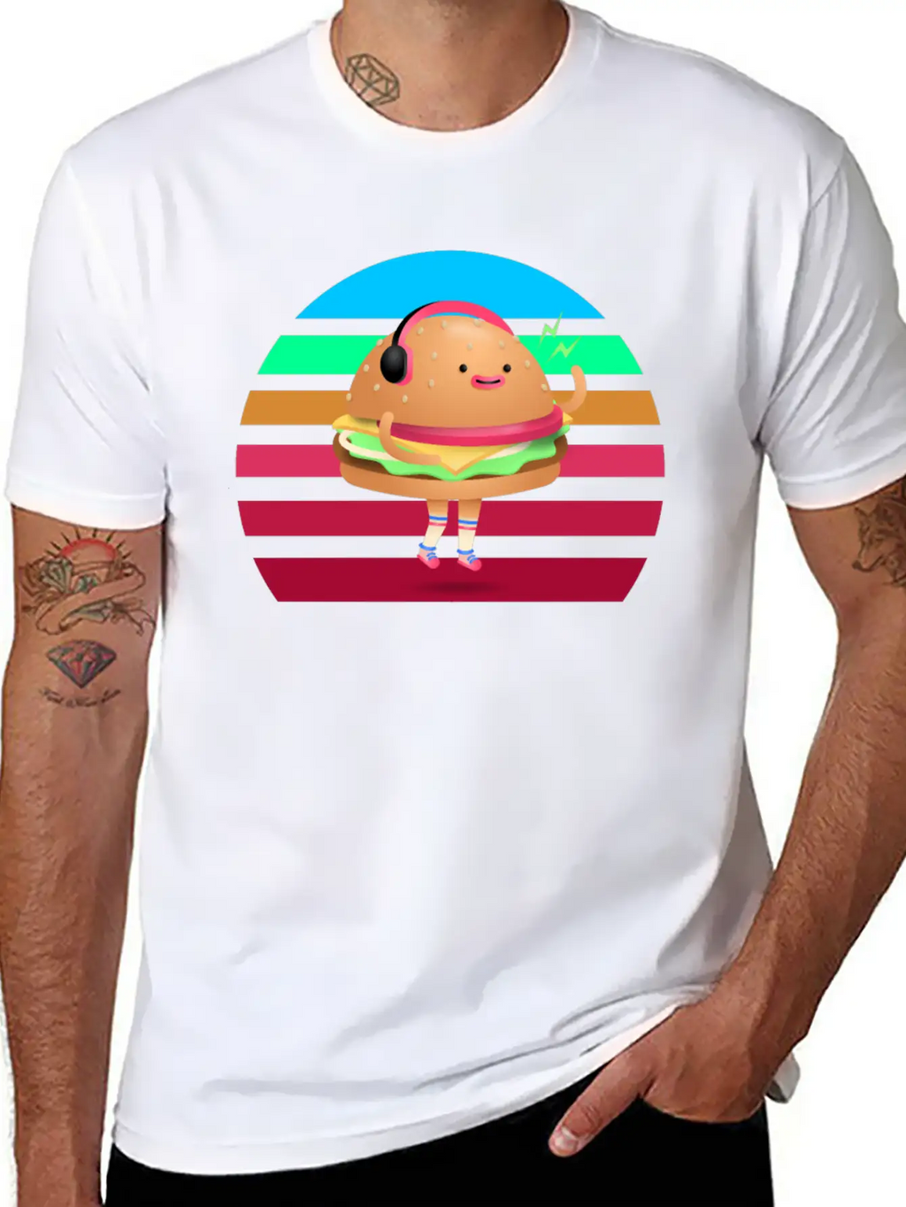 Funny Cheeseburger Sunset Classic Fit Graphic Tee For Daily Comfort – Unisex Cotton Shirt