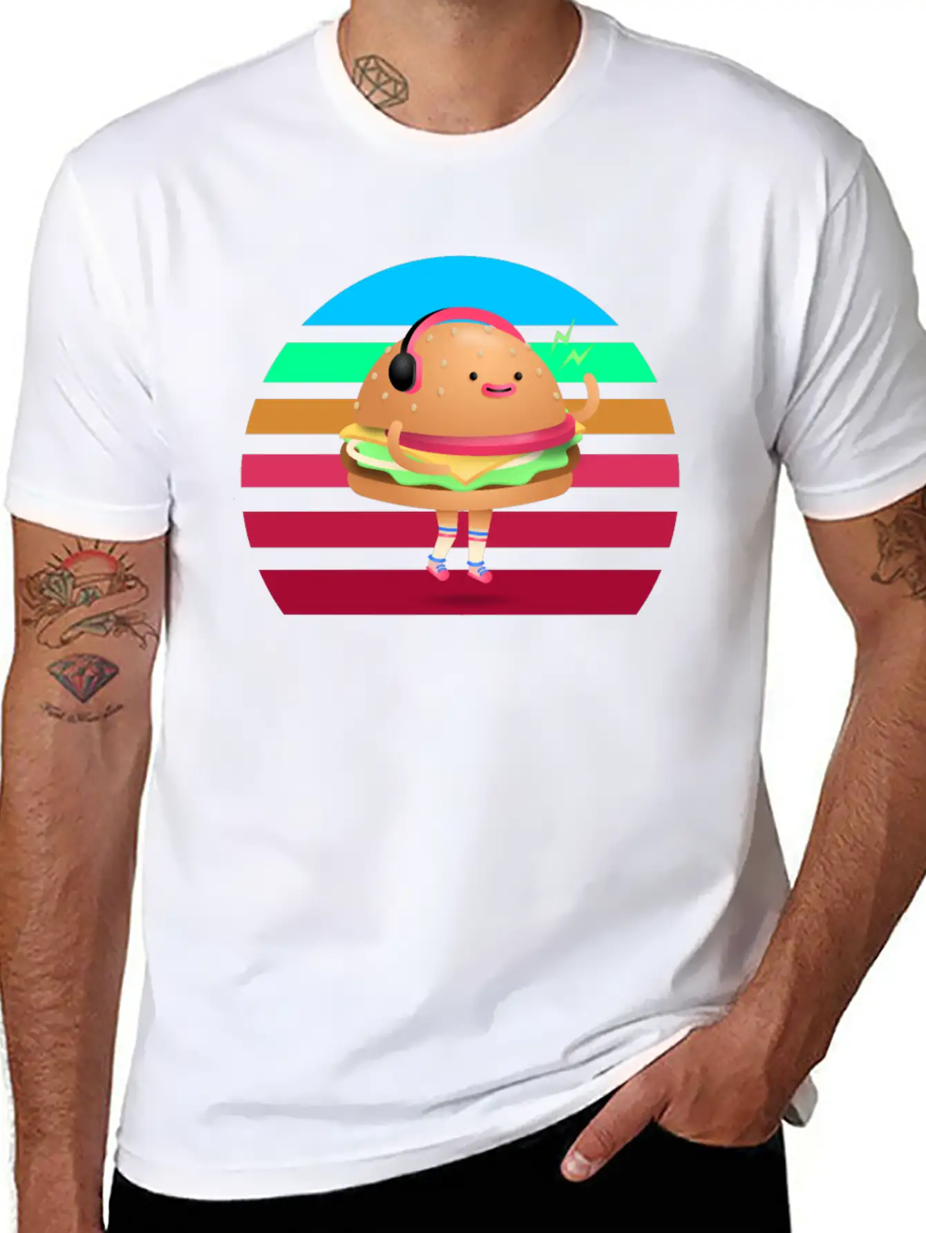 Funny Cheeseburger Sunset Classic Fit Graphic Tee For Daily Comfort – Unisex Cotton Shirt