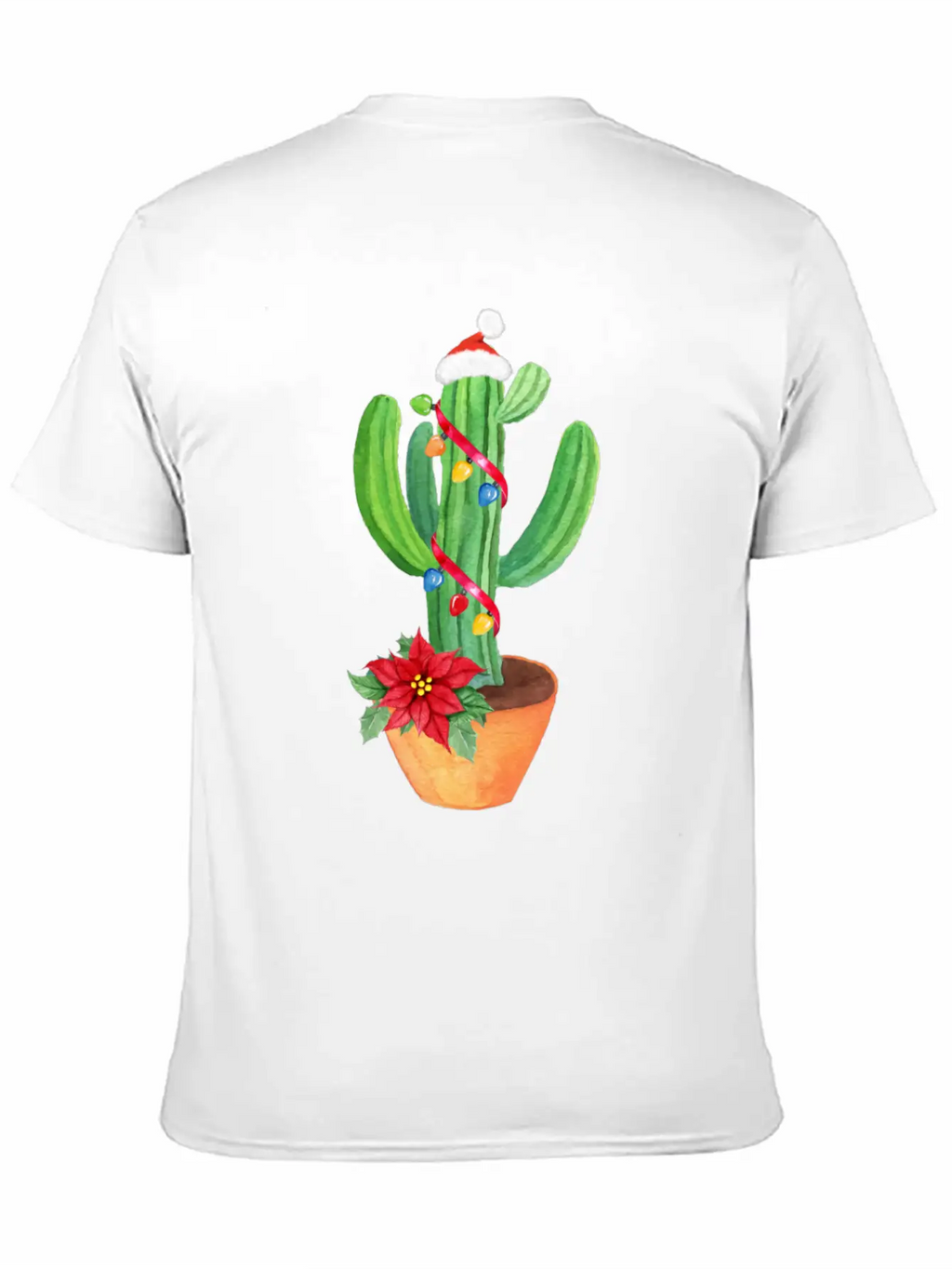Funny Christmas Lights Cactus Santa Hat Cactus Essential Cotton Tee For Daily Outfits – Unisex Style