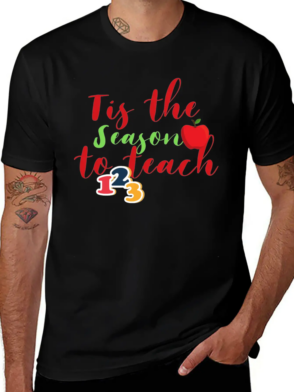 Funny Christmas Teacher Tis The Season To Teach Essential Cotton Tee For Daily Outfits – Unisex Style