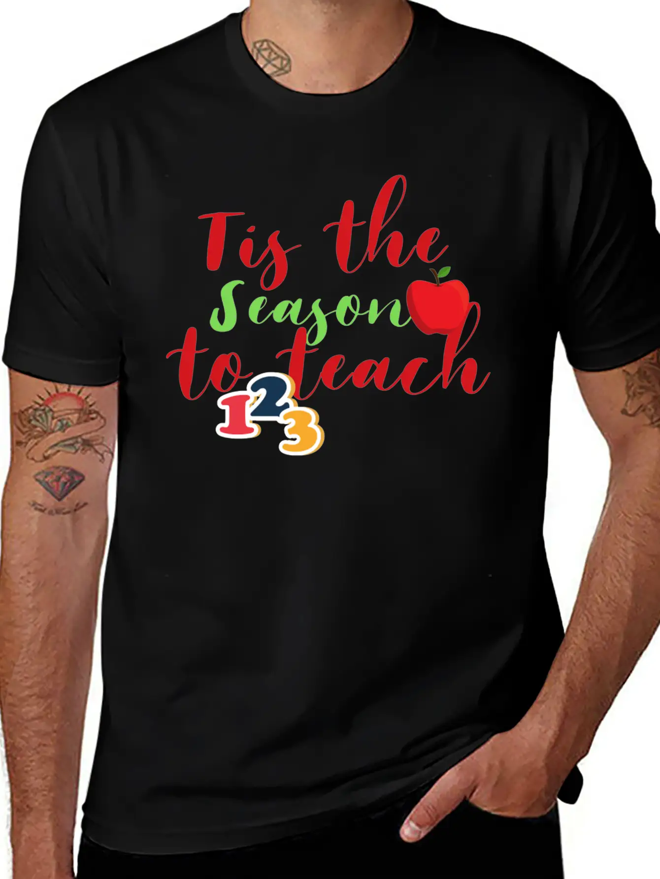 Funny Christmas Teacher Tis The Season To Teach Essential Cotton Tee For Daily Outfits – Unisex Style