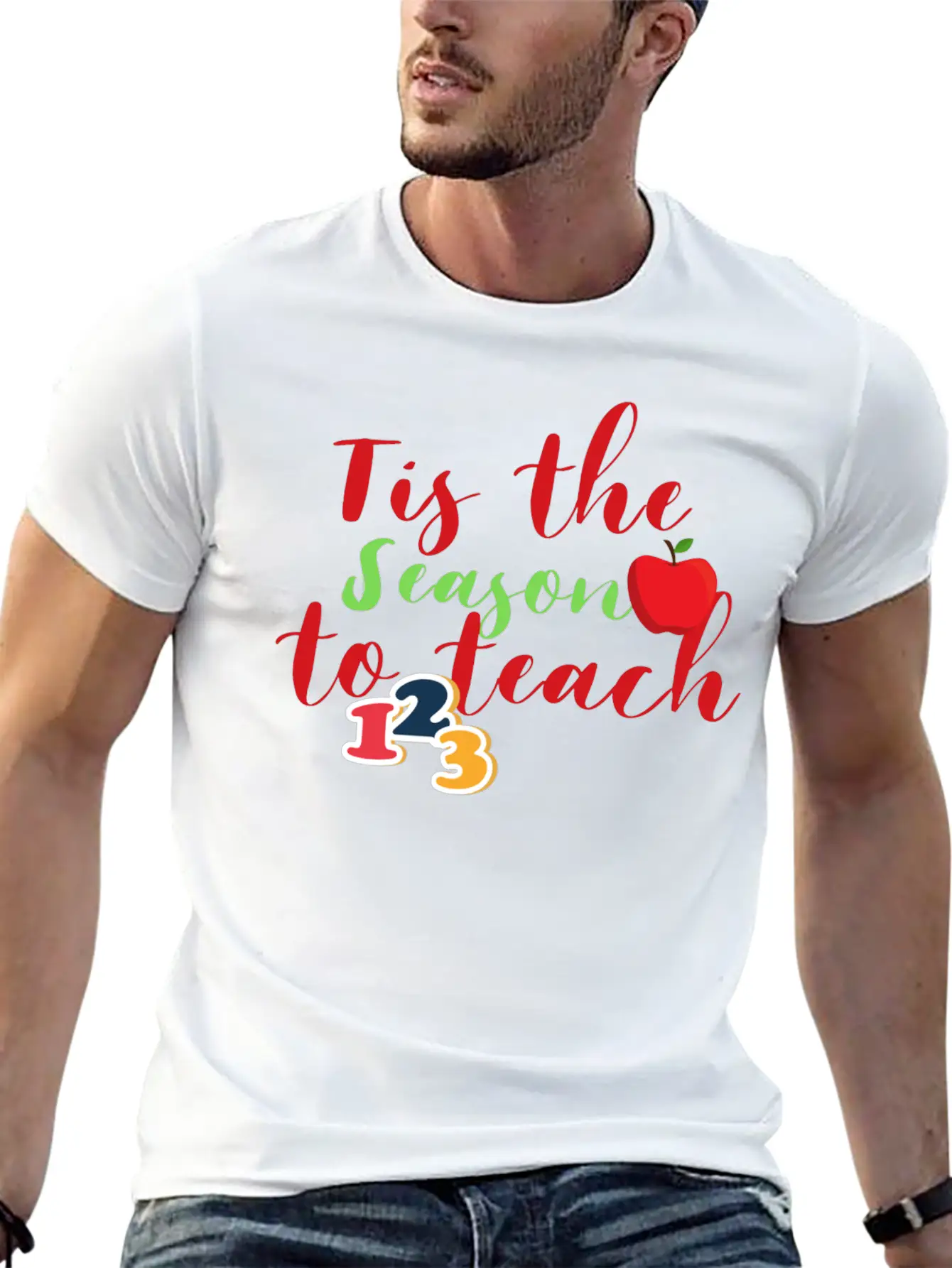 Funny Christmas Teacher Tis The Season To Teach Essential Cotton Tee For Daily Outfits – Unisex Style