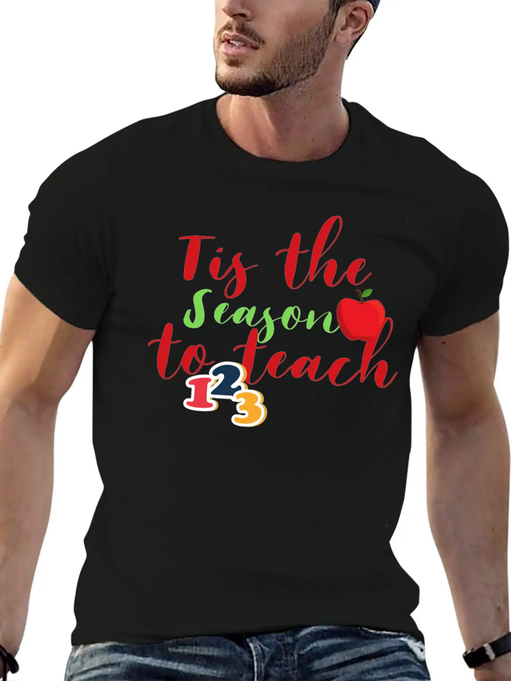 Funny Christmas Teacher Tis The Season To Teach Essential Cotton Tee For Daily Outfits – Unisex Style