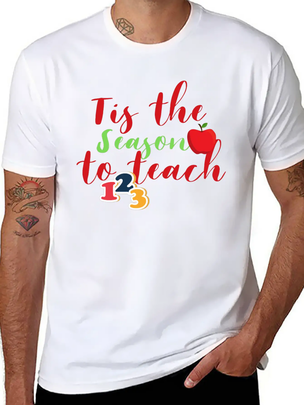 Funny Christmas Teacher Tis The Season To Teach Essential Cotton Tee For Daily Outfits – Unisex Style