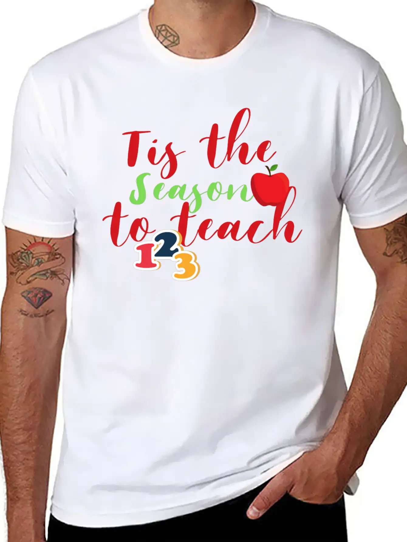 Funny Christmas Teacher Tis The Season To Teach Essential Cotton Tee For Daily Outfits – Unisex Style