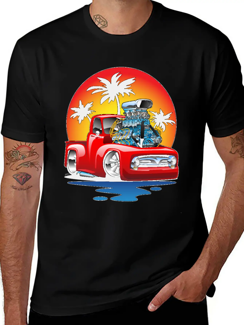 Funny Classic Pick-up Truck Hot Rod Cartoon Unisex Casual T-Shirt – Clean Design For Daily Comfort