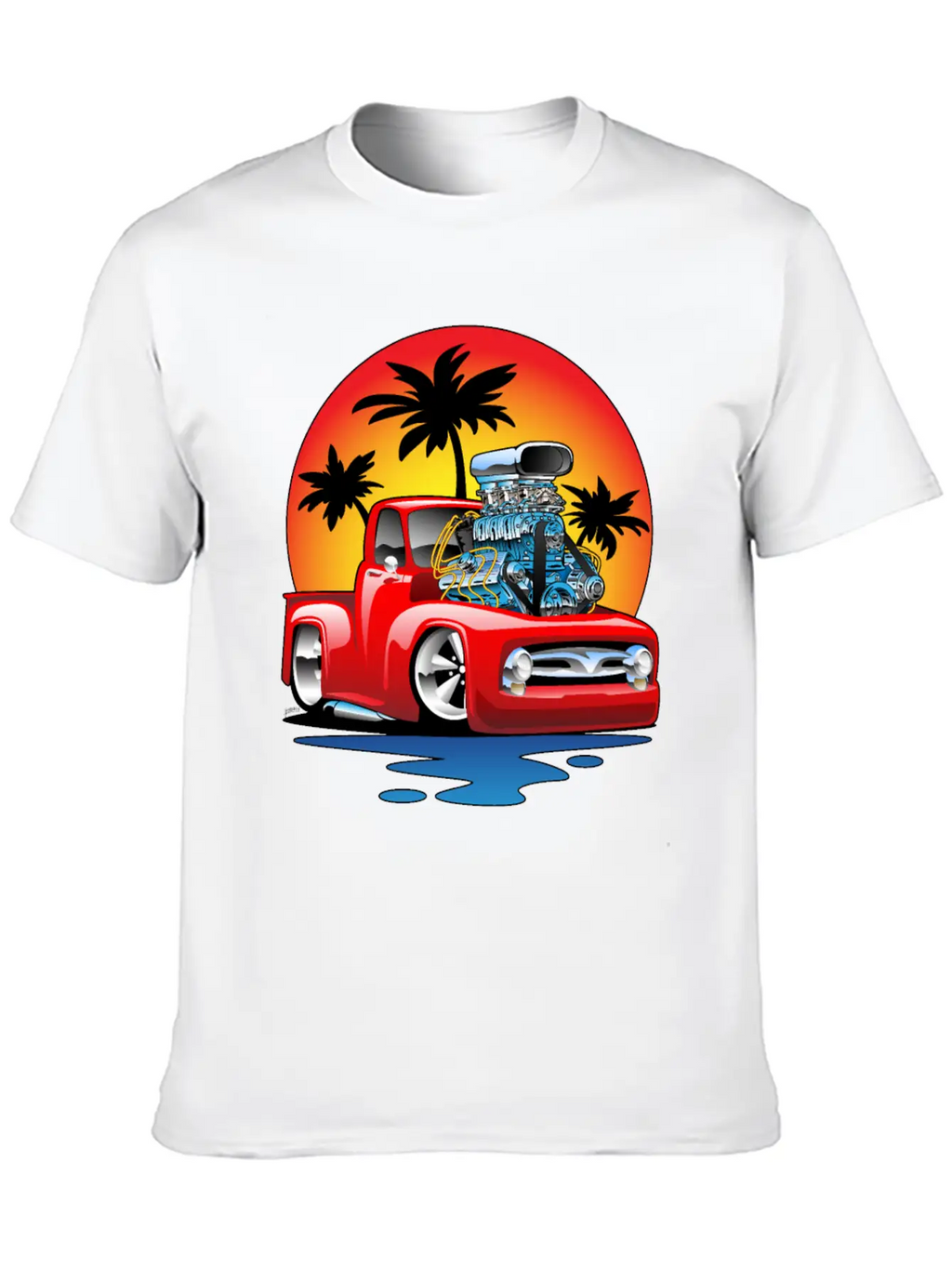 Funny Classic Pick-up Truck Hot Rod Cartoon Unisex Casual T-Shirt – Clean Design For Daily Comfort