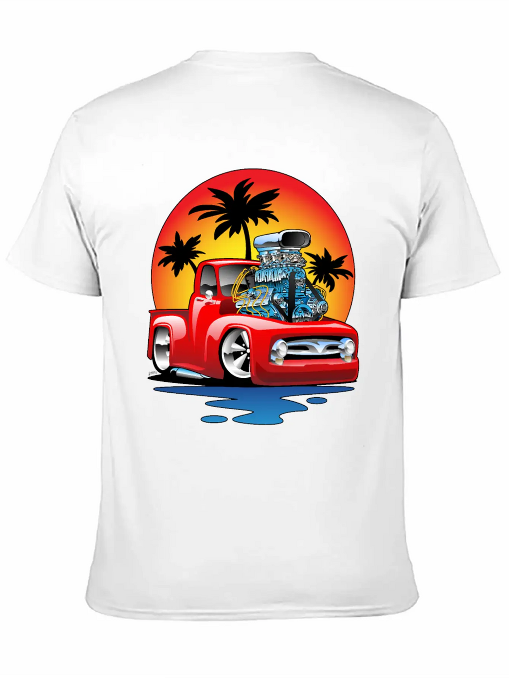 Funny Classic Pick-up Truck Hot Rod Cartoon Unisex Casual T-Shirt – Clean Design For Daily Comfort